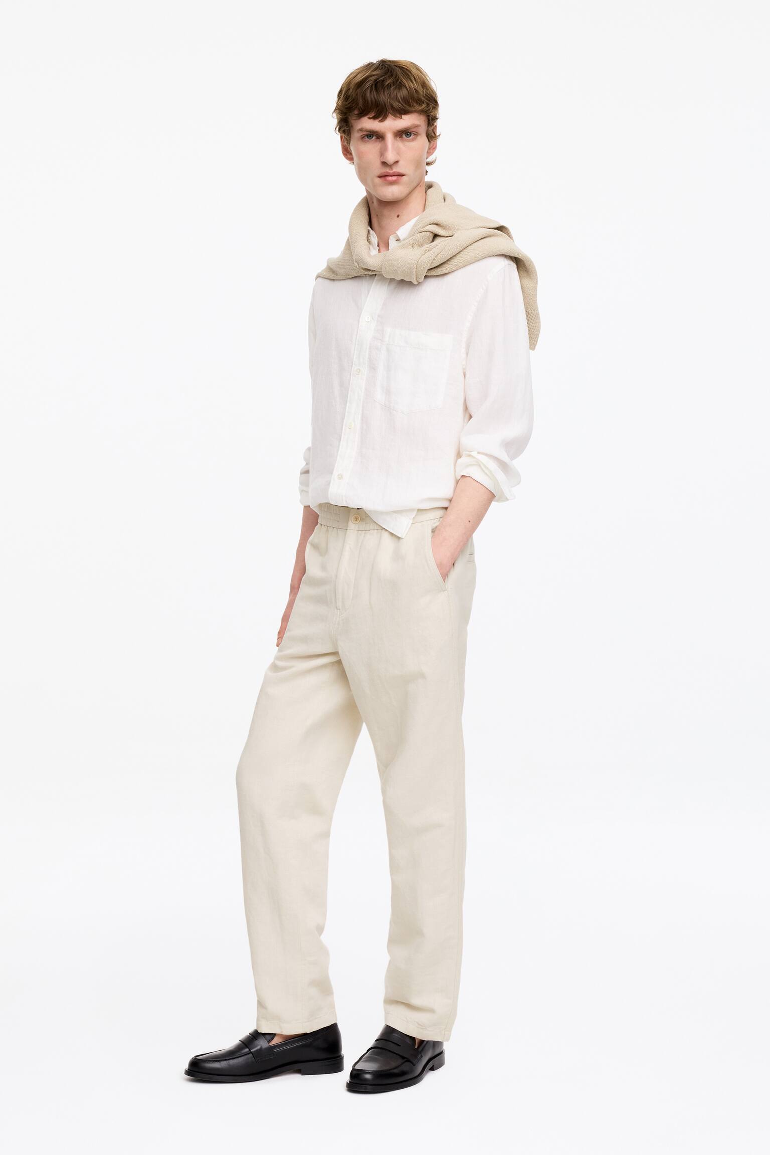 Byxor i linneblandning - Beige/Svart/Brun/Mörkblå - 9