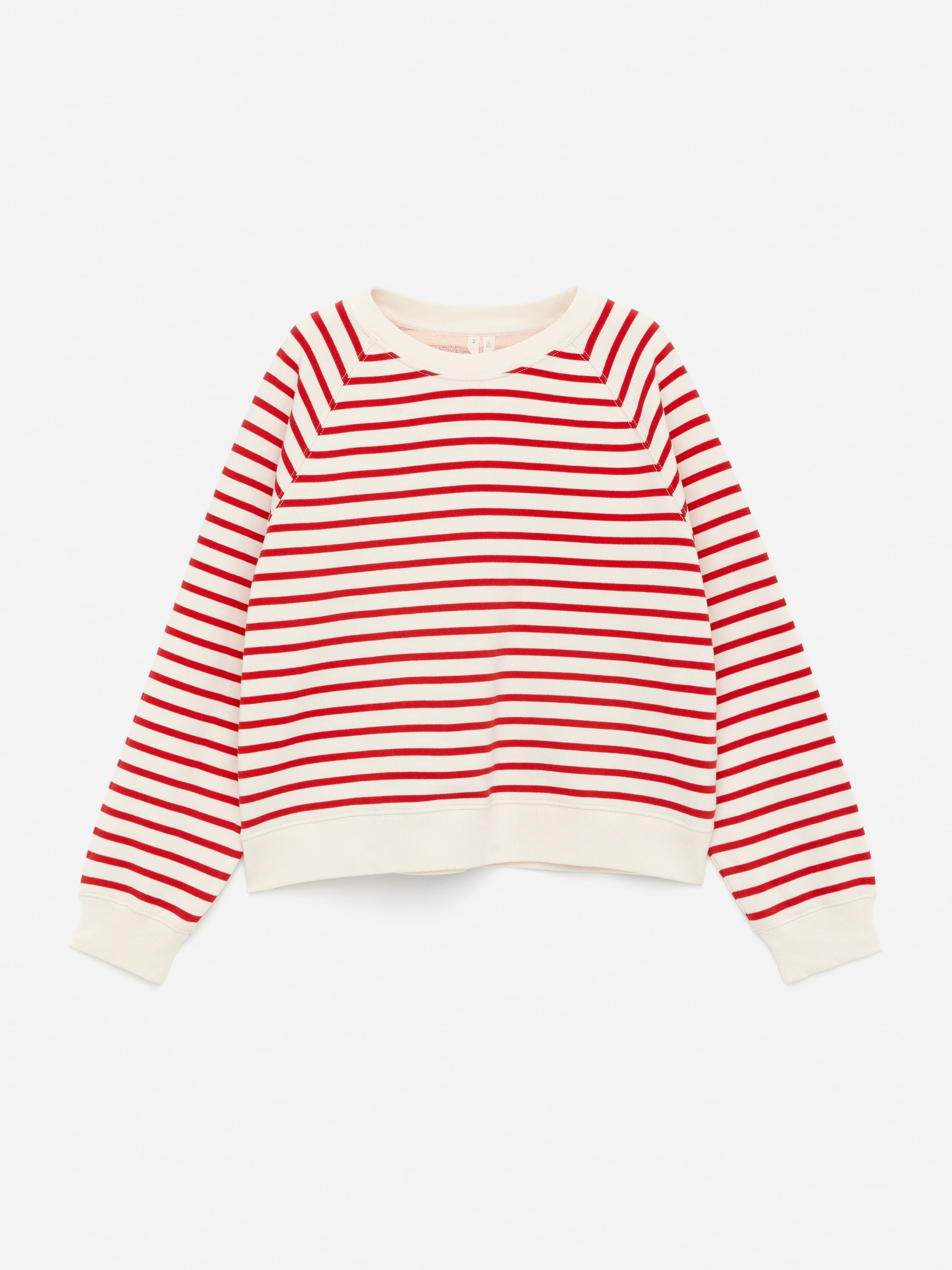 Frottee-Sweatshirt - Weiß/Rot