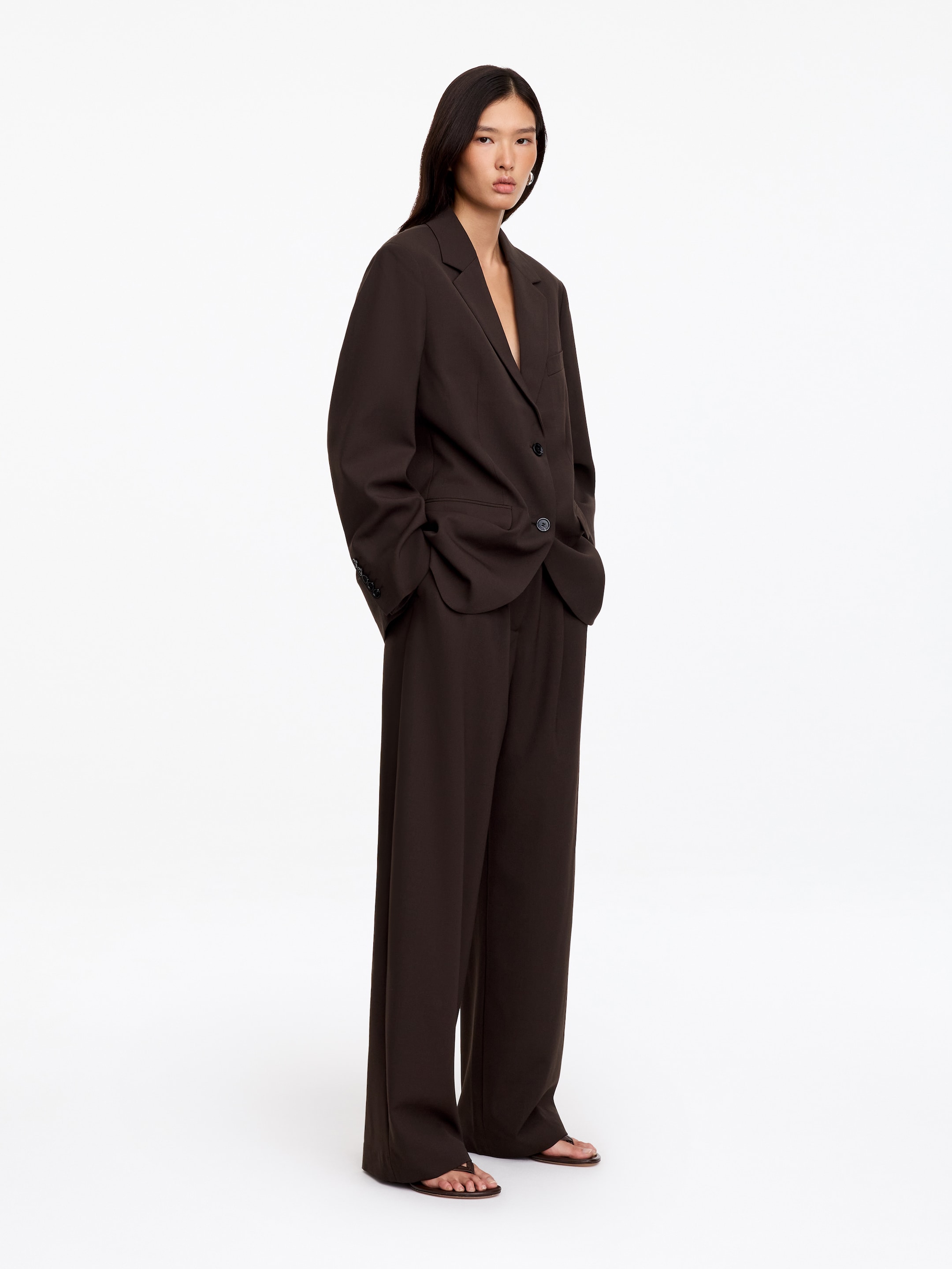 Wool-Blend Relaxed Blazer - Dark Brown - Relaxed fit - women - StillMedia/Lookbook - 4