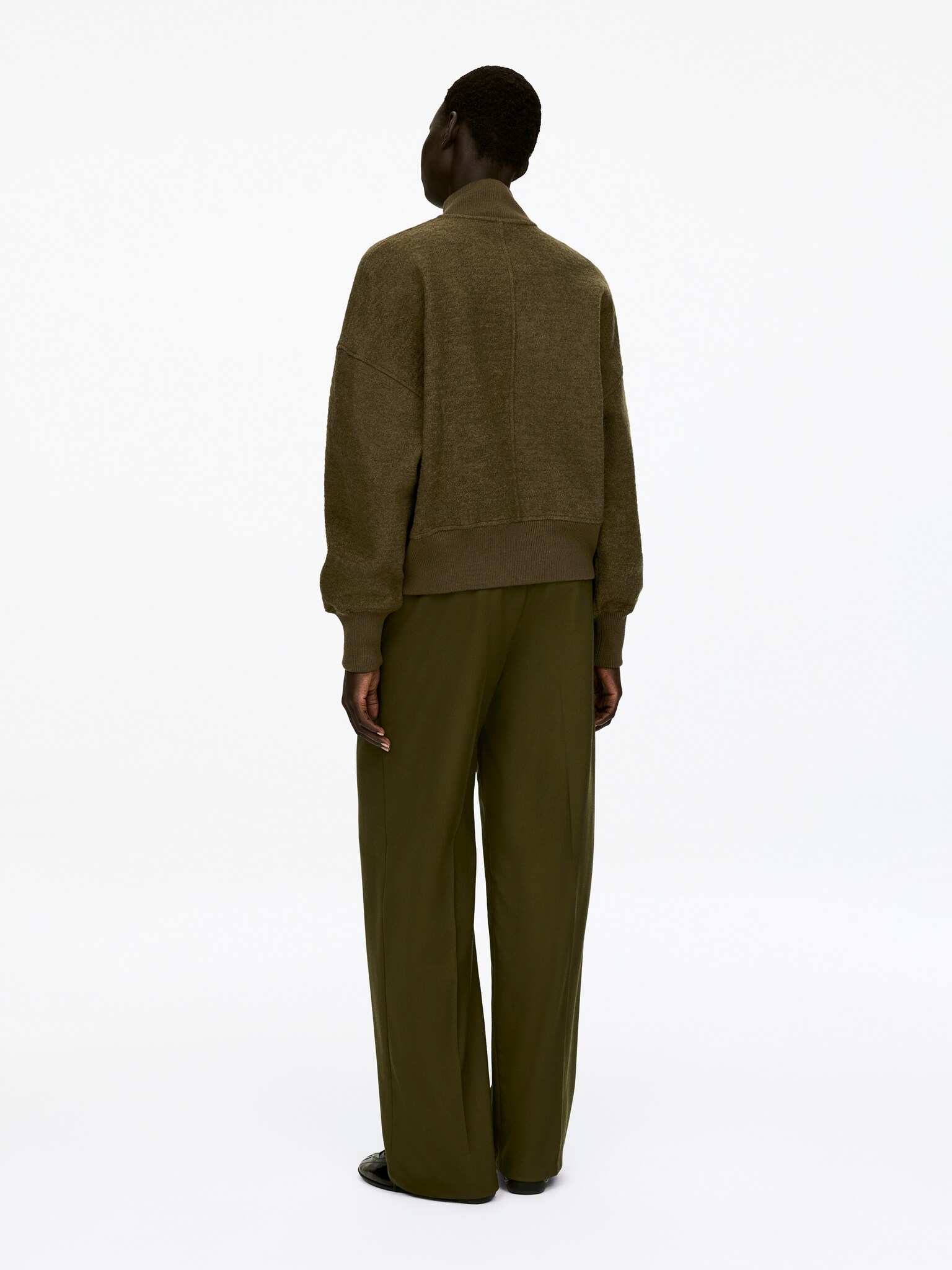Boiled Wool Jacket - Dark Khaki Green/Dark Blue - 6