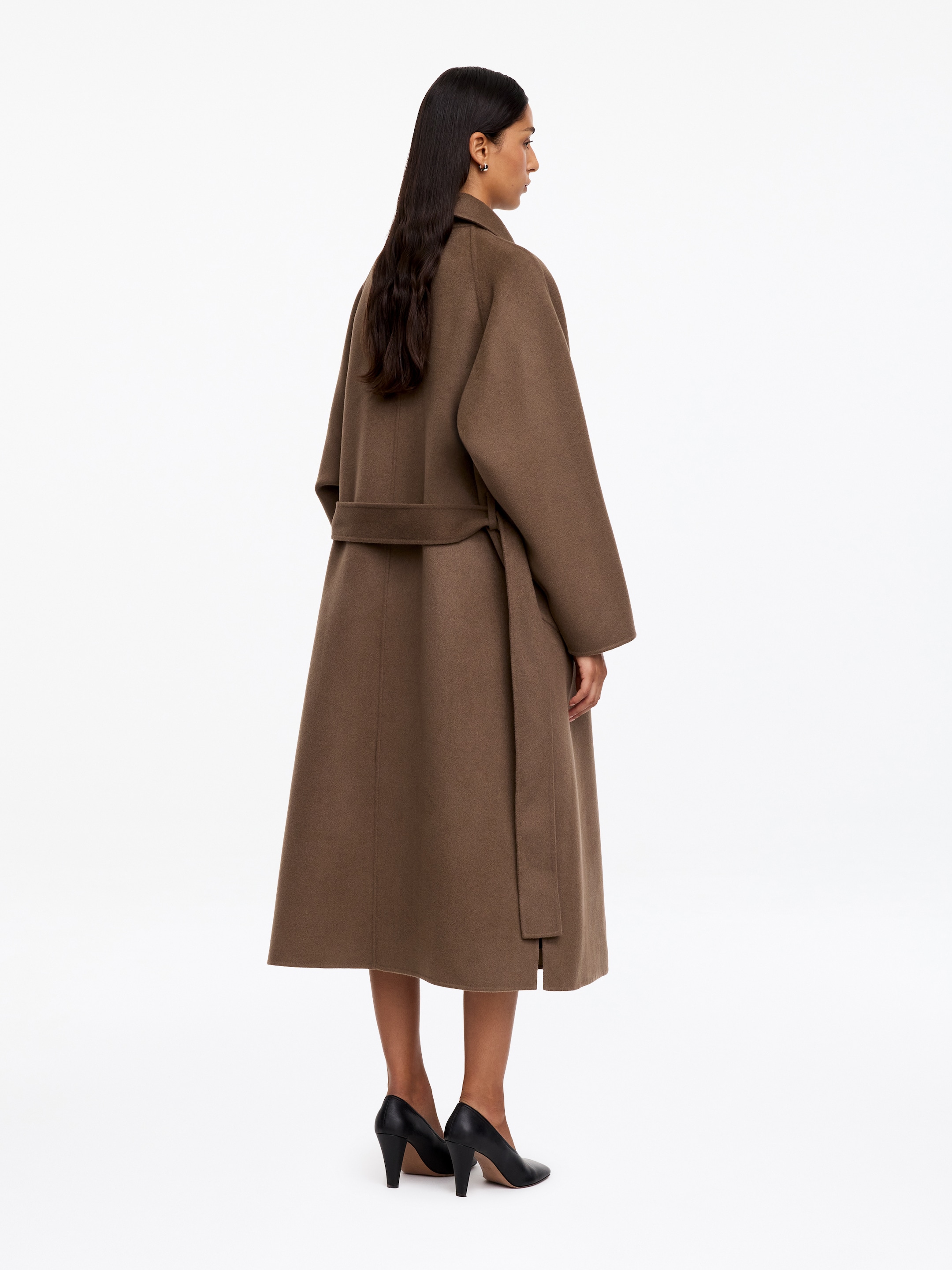 Doubleface-Mantel aus Wollmischung - Dunkles Graubraun - Relaxed Fit - women - StillMedia/Lookbook - 3