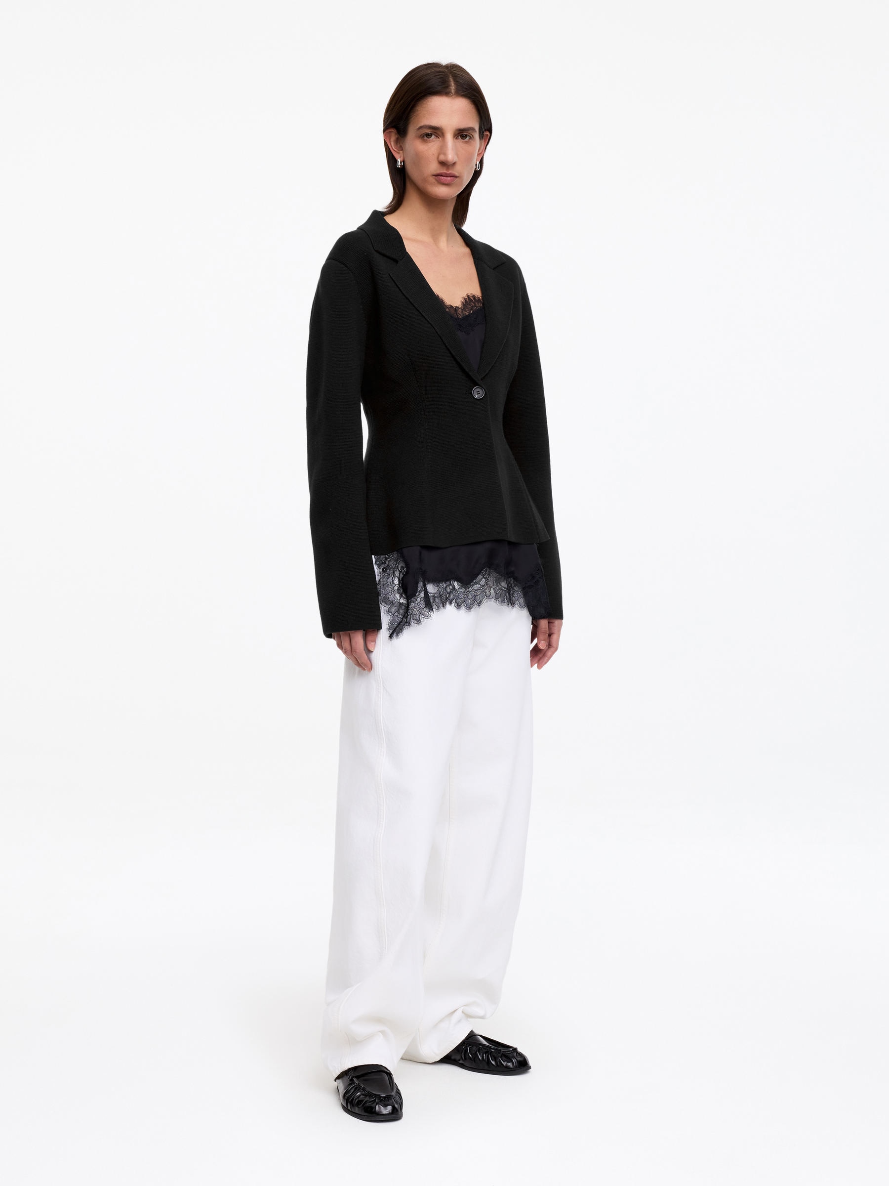 Knitted Wool-Cotton Jacket - Black - Regular fit - Women - StillMedia/Lookbook - 9