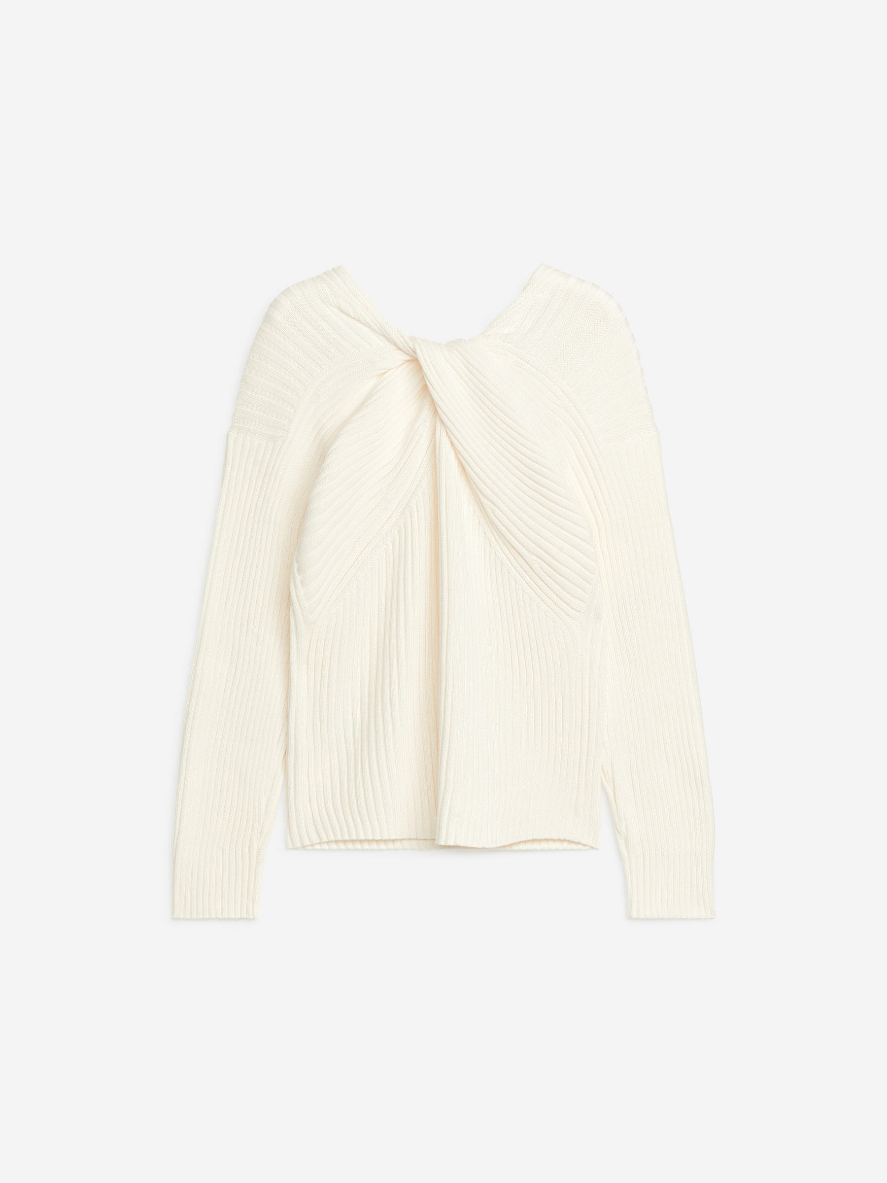 Twisted Cotton Jumper - White - Relaxed fit - Women - StillMedia/DescriptiveStillLife - 2