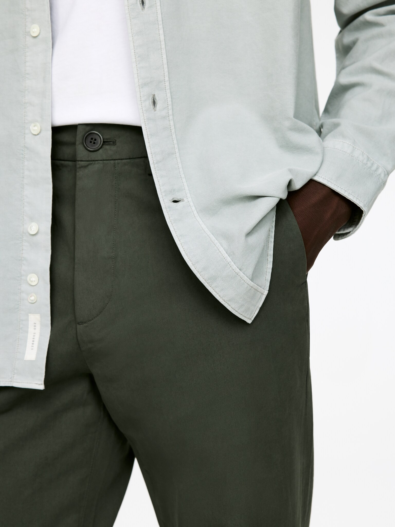 Pantalon chino droit en coton - Vert kaki/Taupe/Bleu foncé - 4