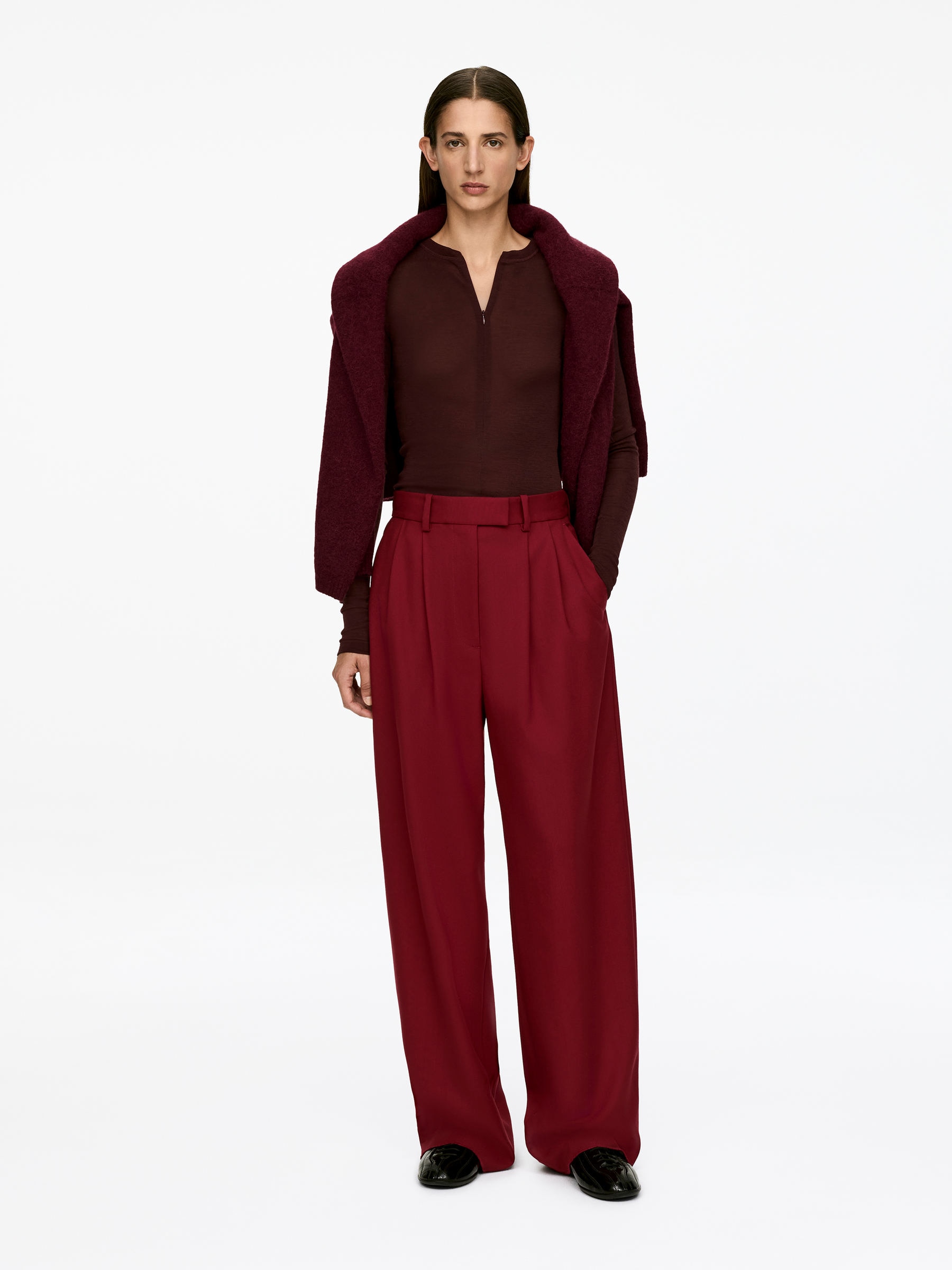 Pleated Wool Trousers-#633337-16811