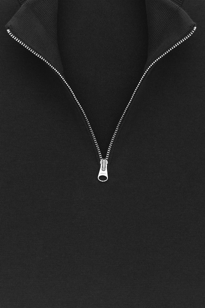 Knitted Half-Zip Jumper - Black/Khaki Green - 4