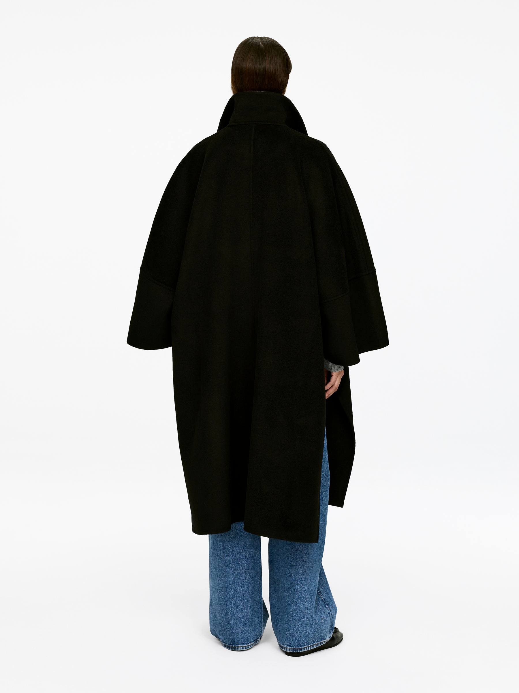 Doublé Wool-Blend Cape - Black - Oversized - Women - StillMedia/Lookbook - 3