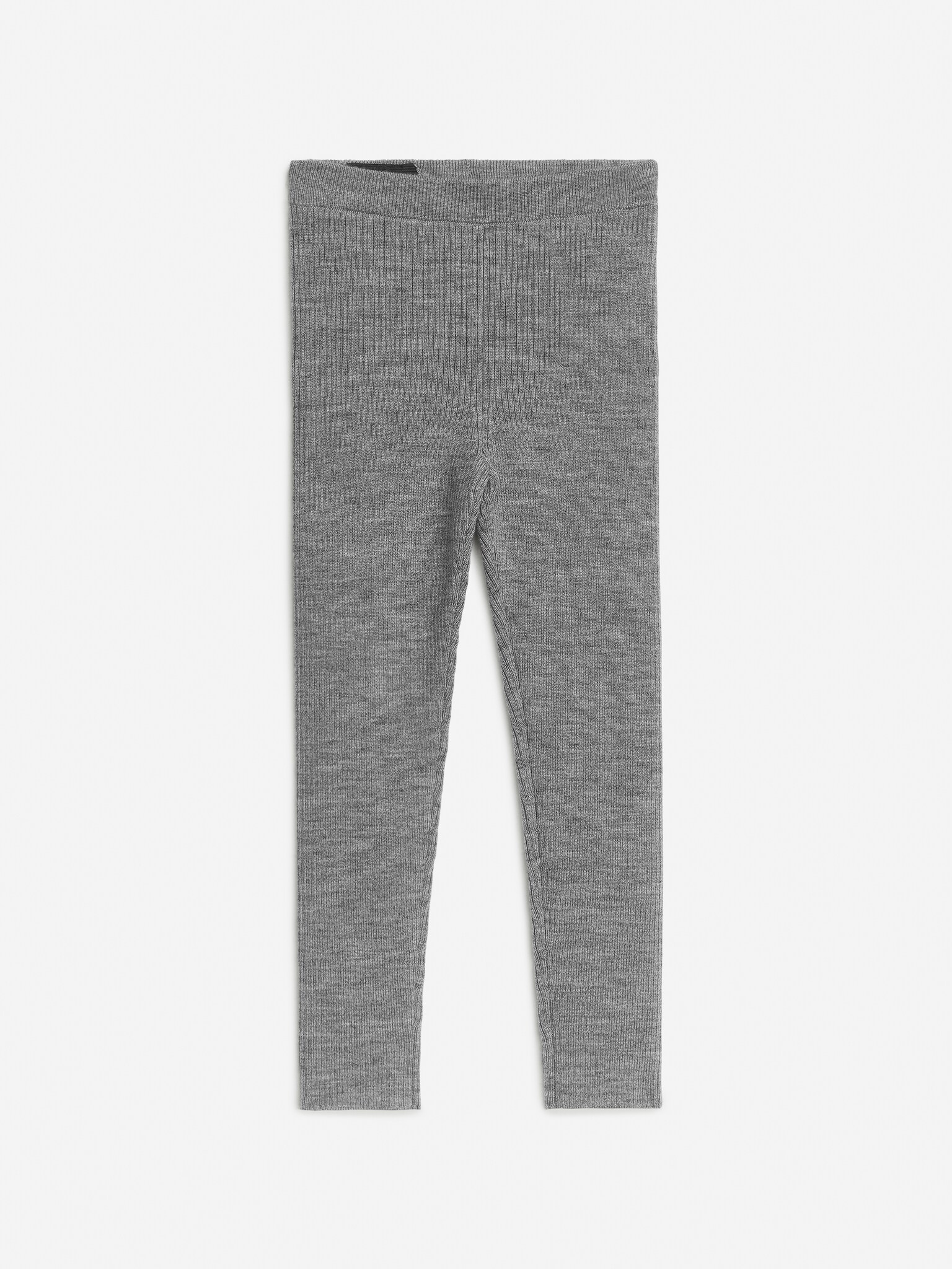 Wool-Blend Rib Leggings - Grey Melange/Black - 5