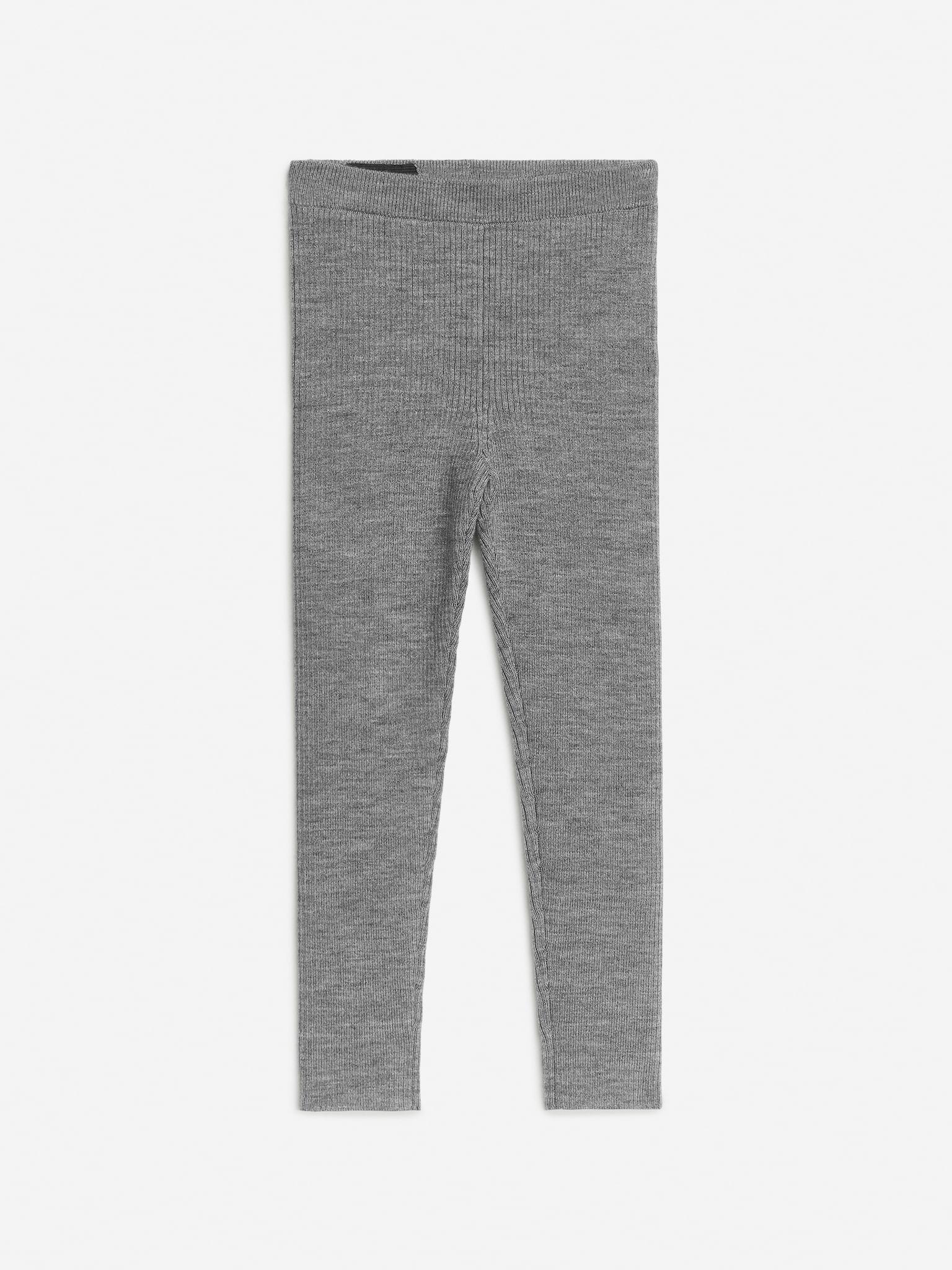 Leggings côtelés en laine mélangée - Gris chiné/Noir - 5