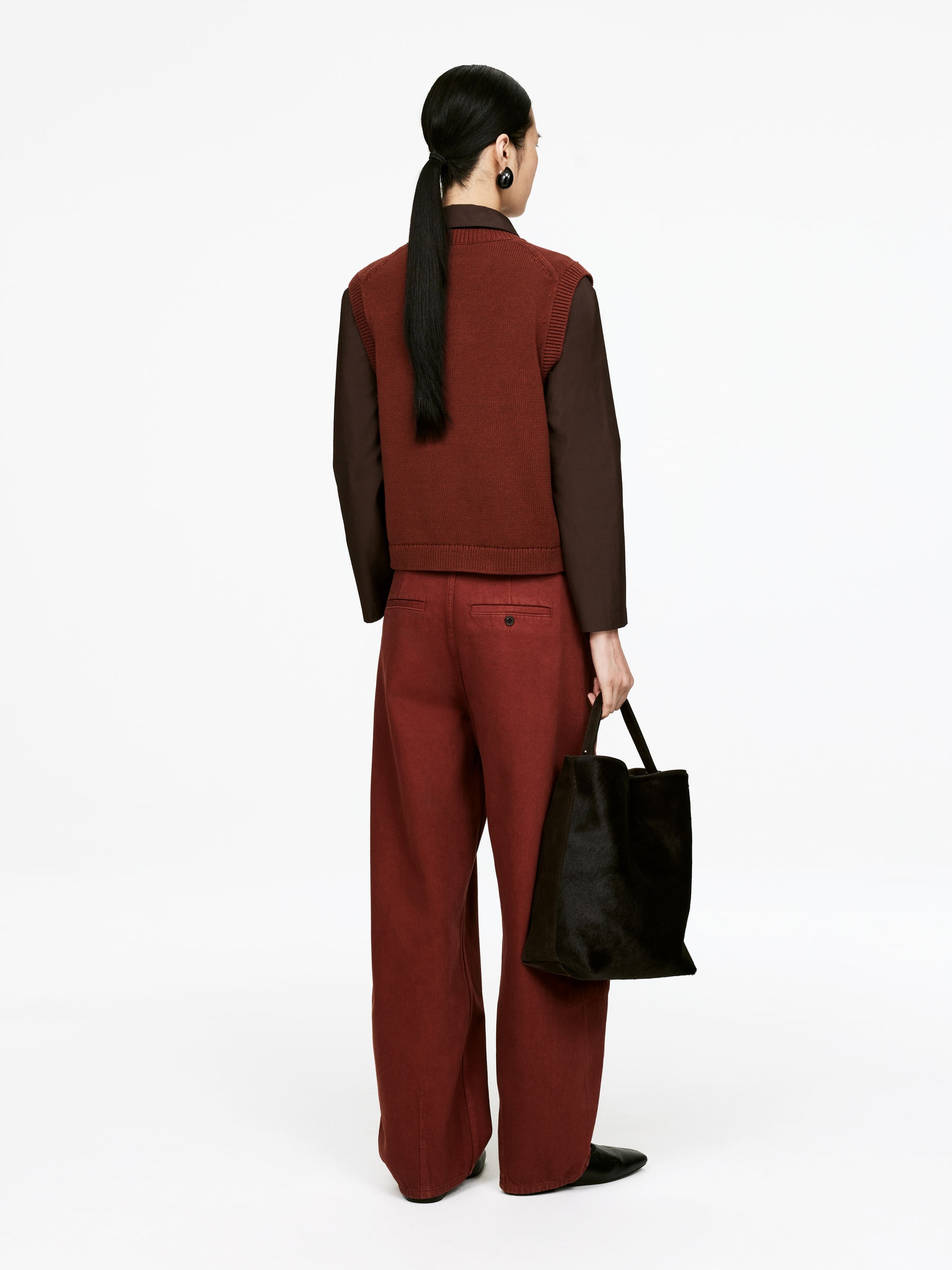 Knitted Cotton Vest - Reddish Brown - Regular fit - Women - StillMedia/Lookbook - 3