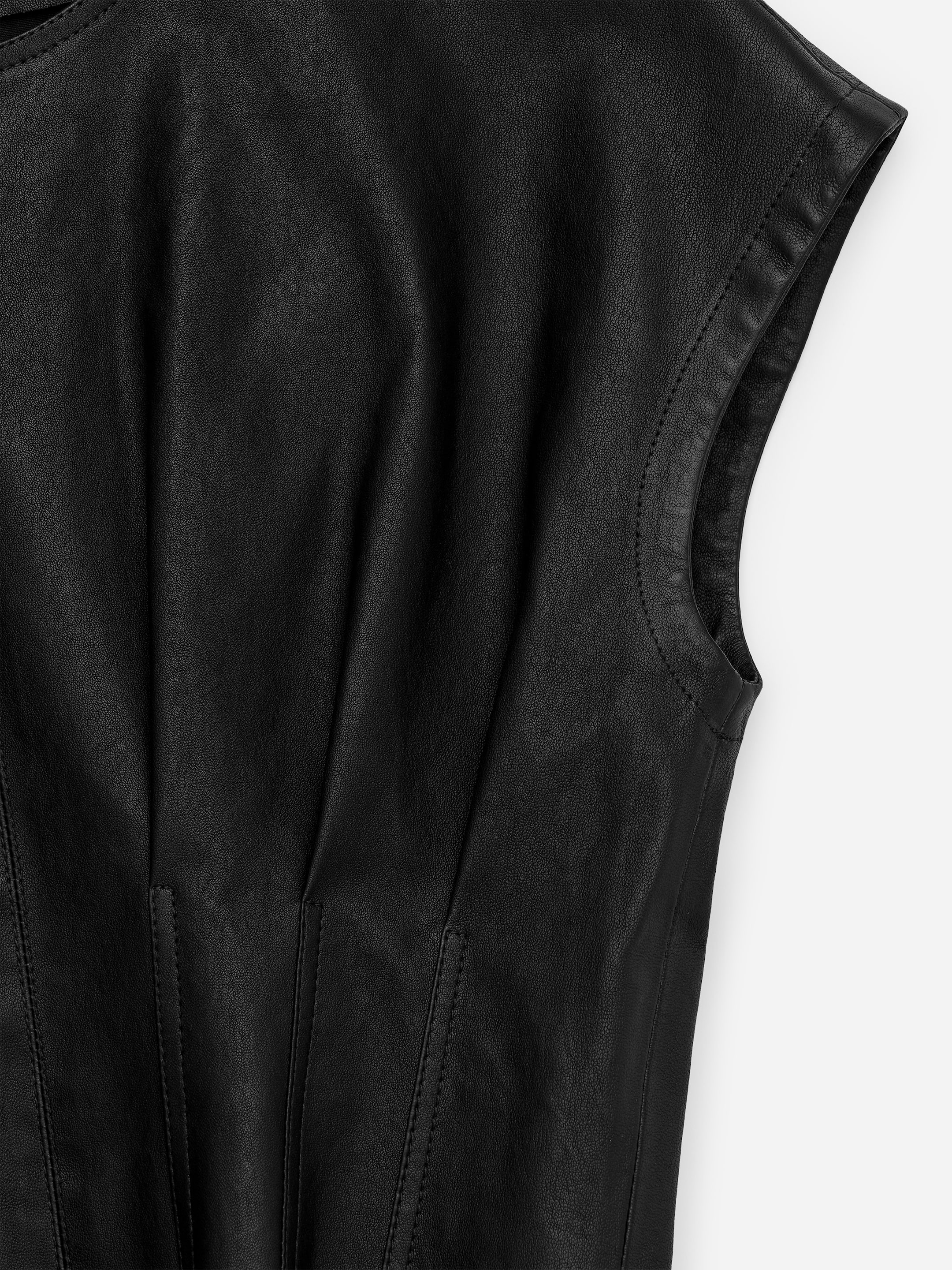 Pleated Leather Top - Black - Slim fit - Women - StillMedia/DescriptiveDetail - 2