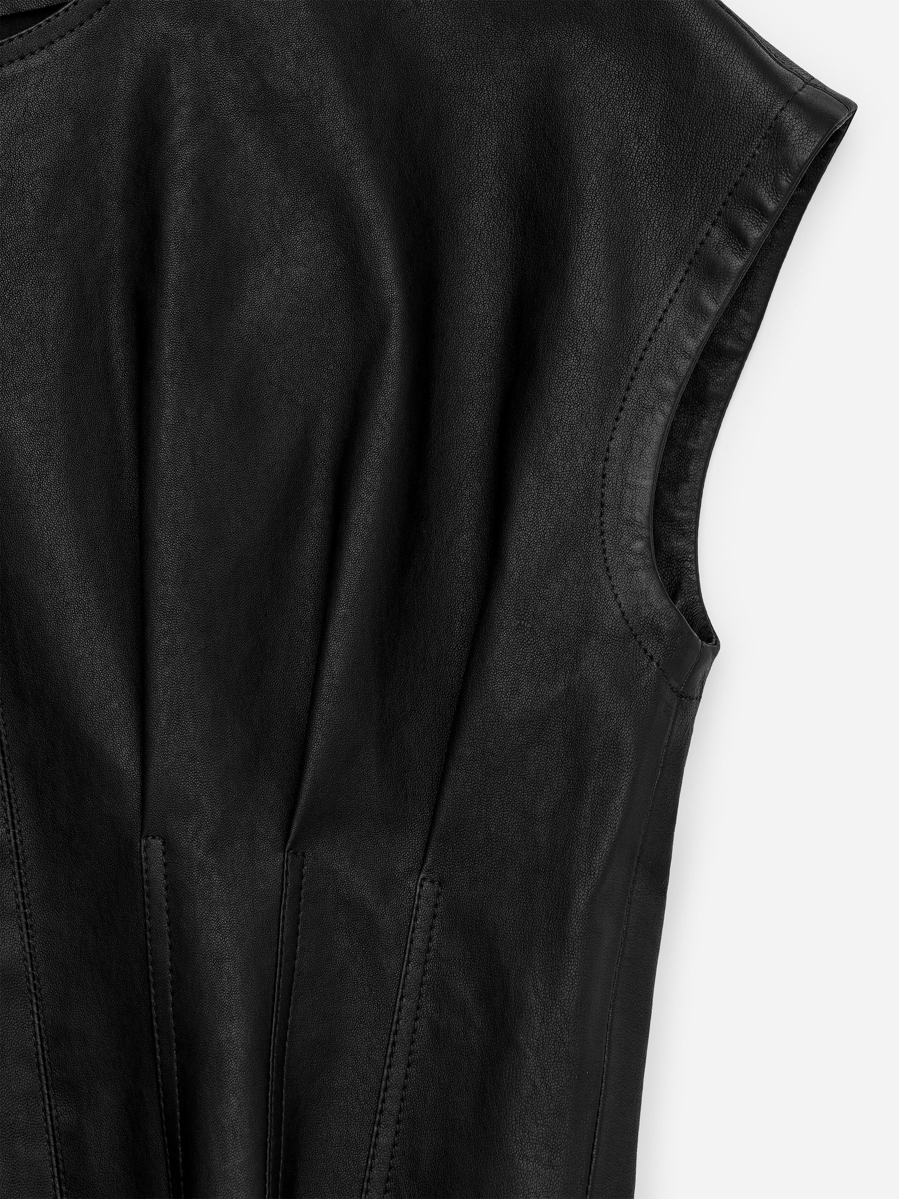 Lederoberteil mit Falten - Schwarz - Slim Fit - Damen - StillMedia/DescriptiveDetail - 2