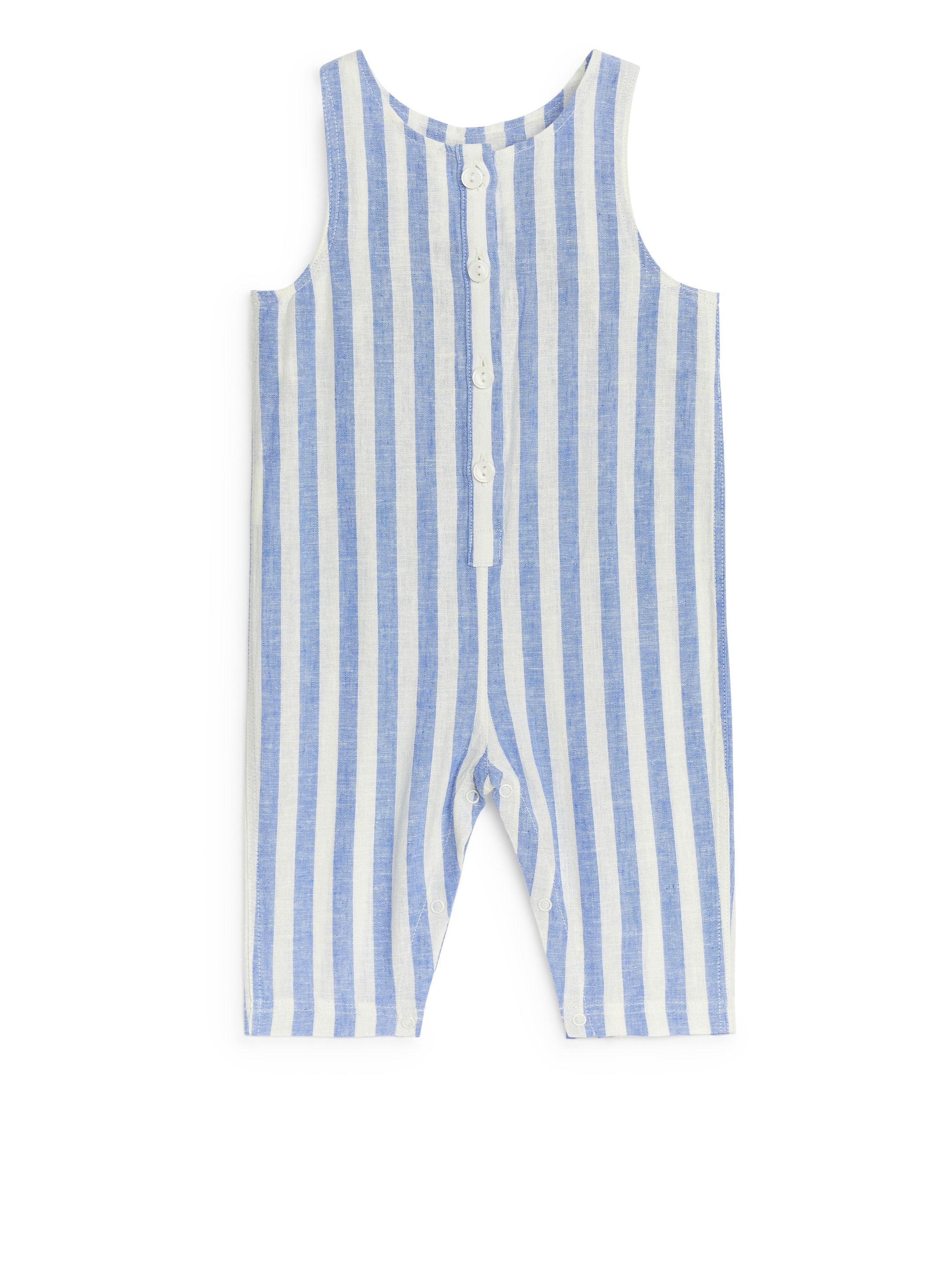 Cotton-Linen Dungarees - White/Blue - Regular fit - Children - StillMedia/DescriptiveStillLife - 1