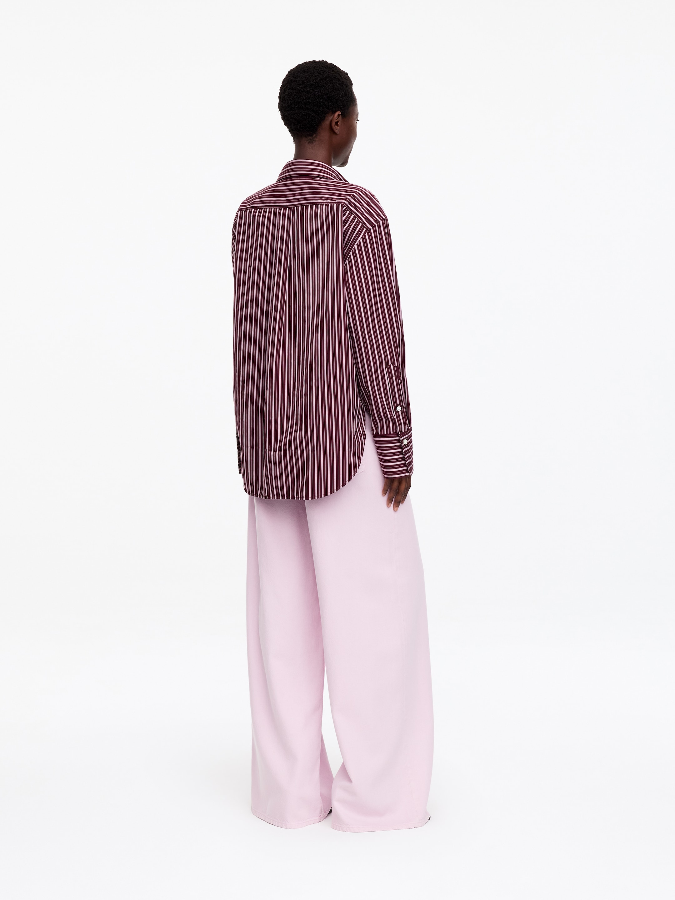 Popelinowa koszula o luźnym kroju - Ciemnoczerwony/biały - Luźny fason - women - StillMedia/Lookbook - 3