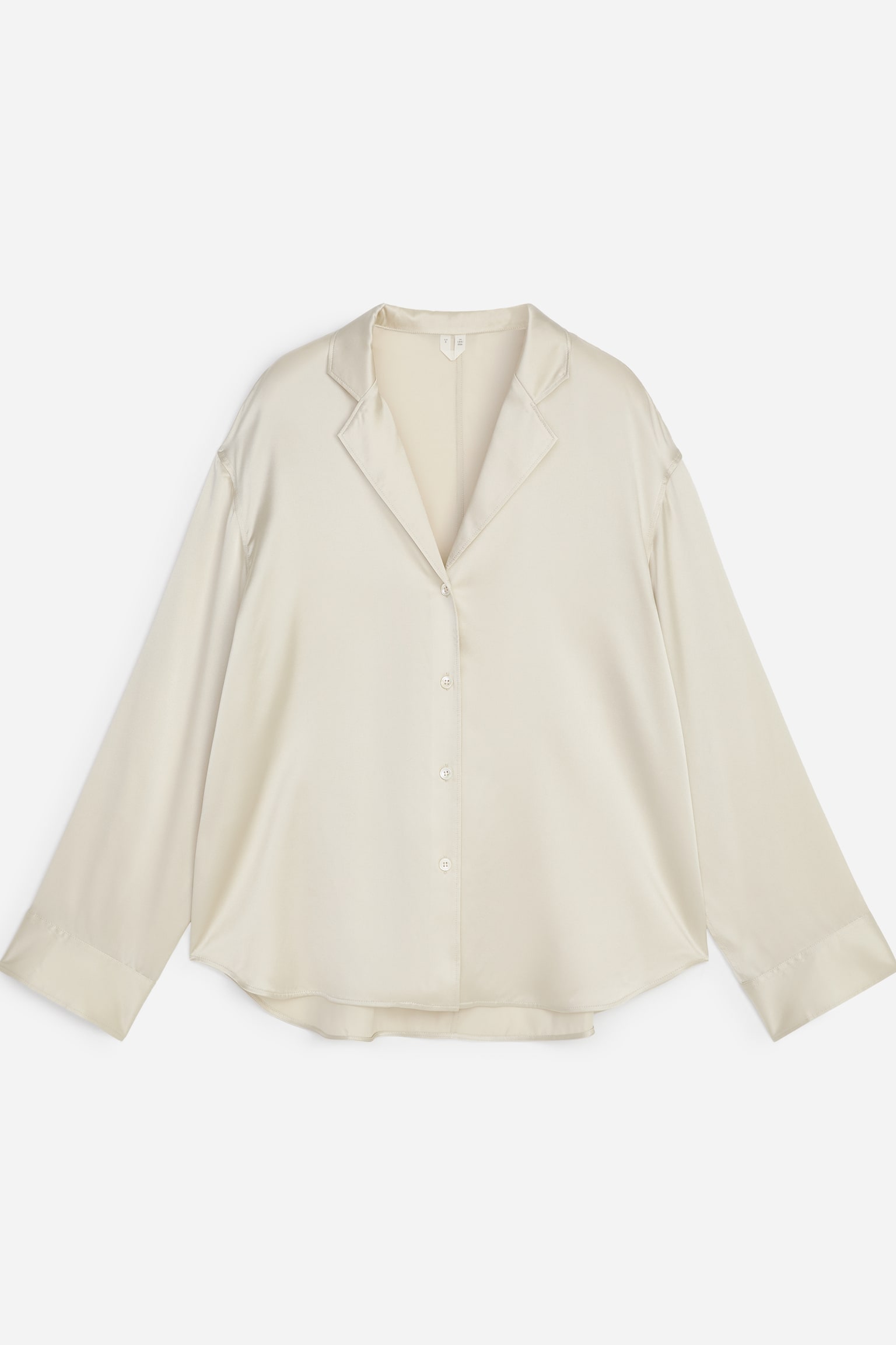 Silk Satin Shirt - Off White - 1