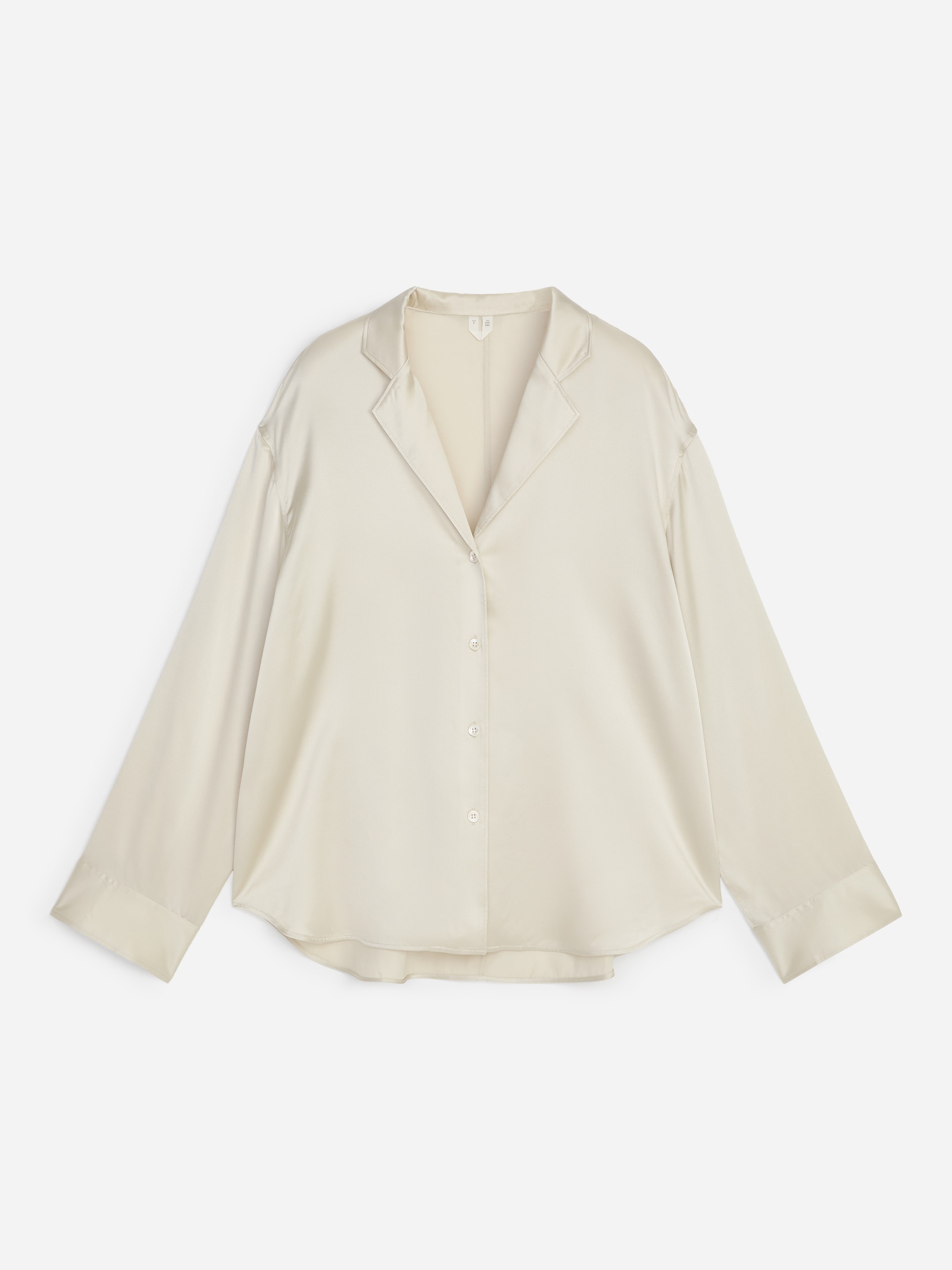 Silk Satin Shirt-White-20438