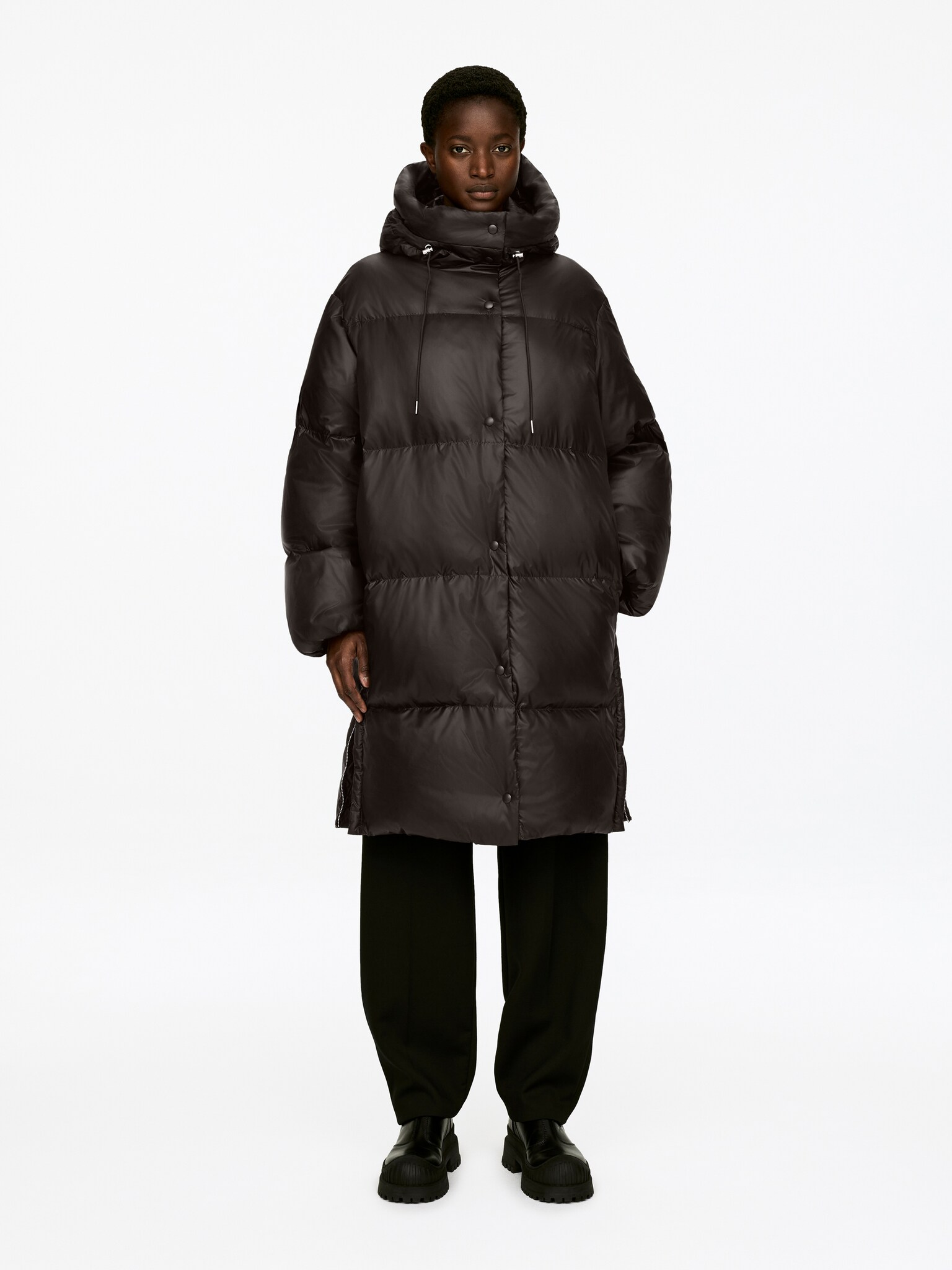 Manteau long Upcycled Down - Marron - 1