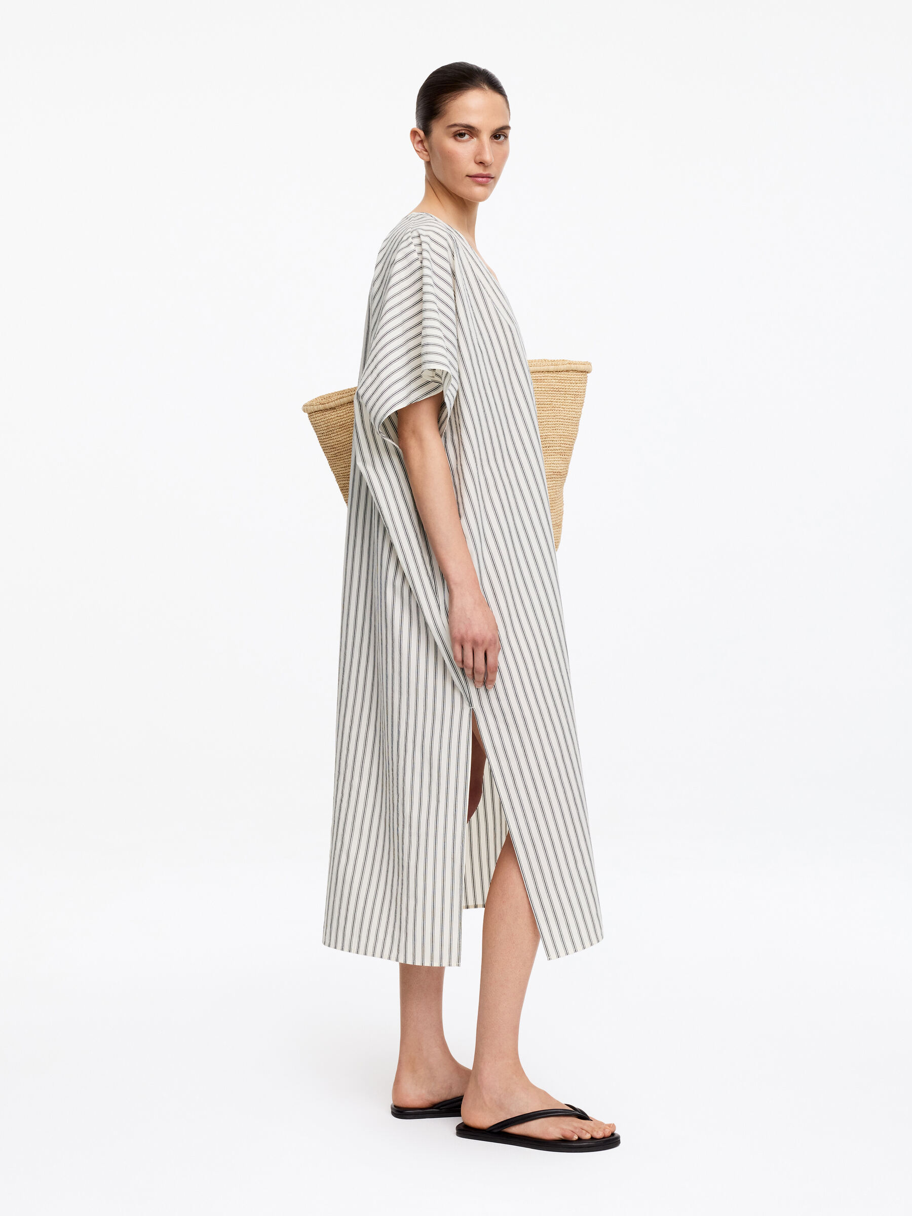 Striped Cotton Dress - Off-white - Oversized - Women - StillMedia/Lookbook - 2