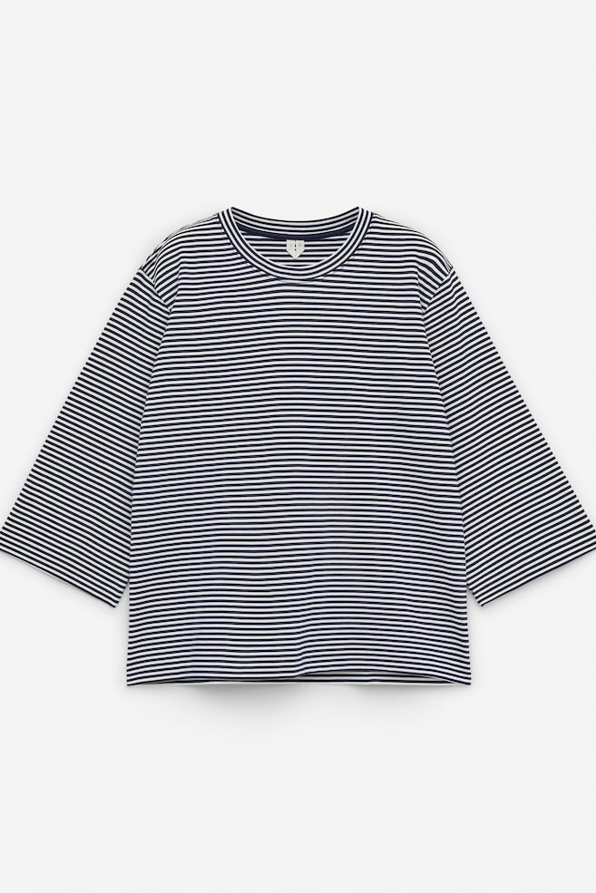 Gruby T-shirt EIRA - Ciemnoniebieski/Biały - 1