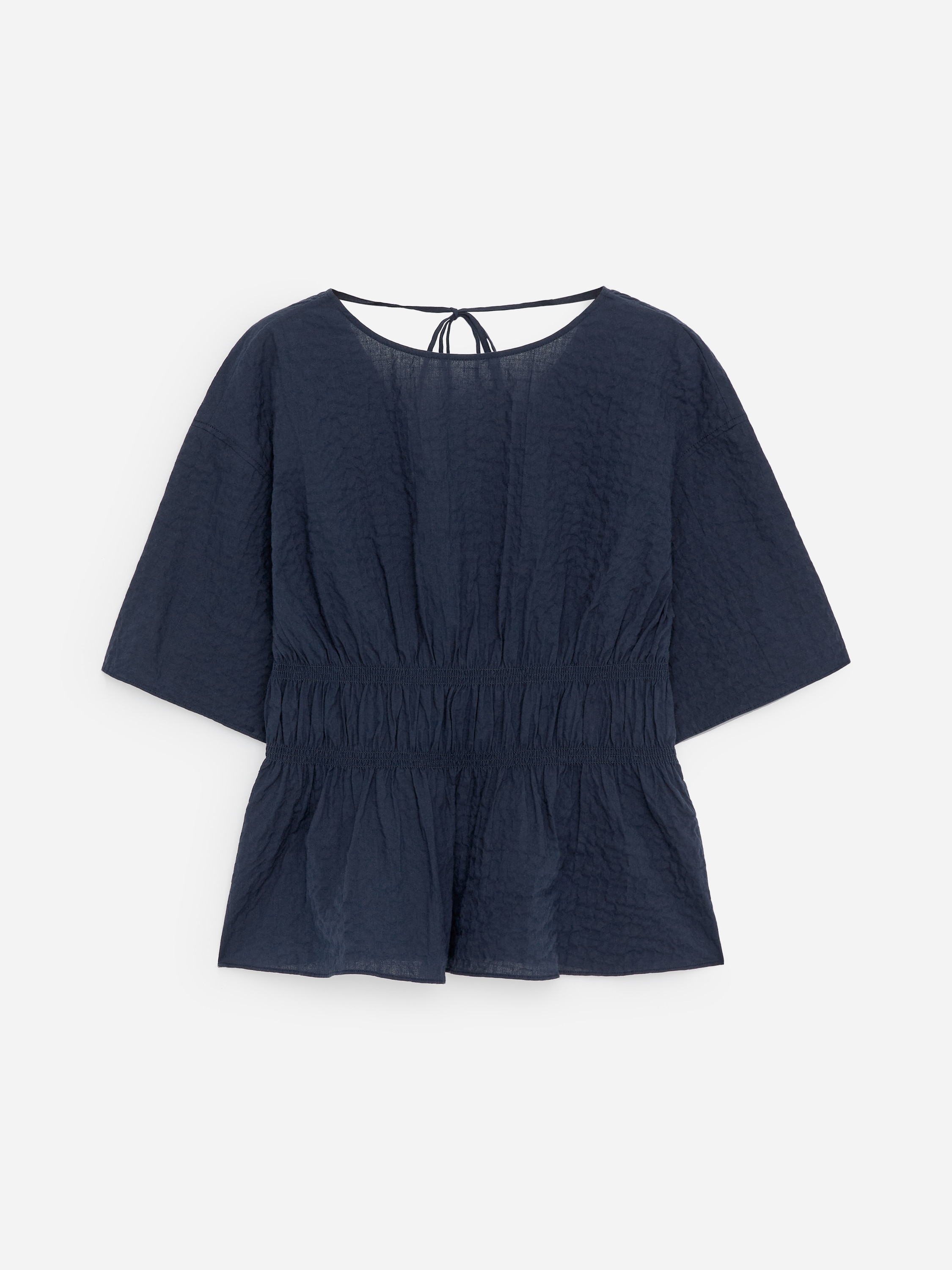Top in seersucker - Blu scuro