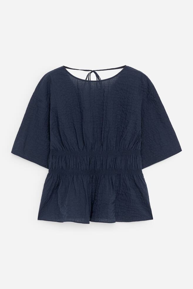 Seersucker top - Donkerblauw - 1