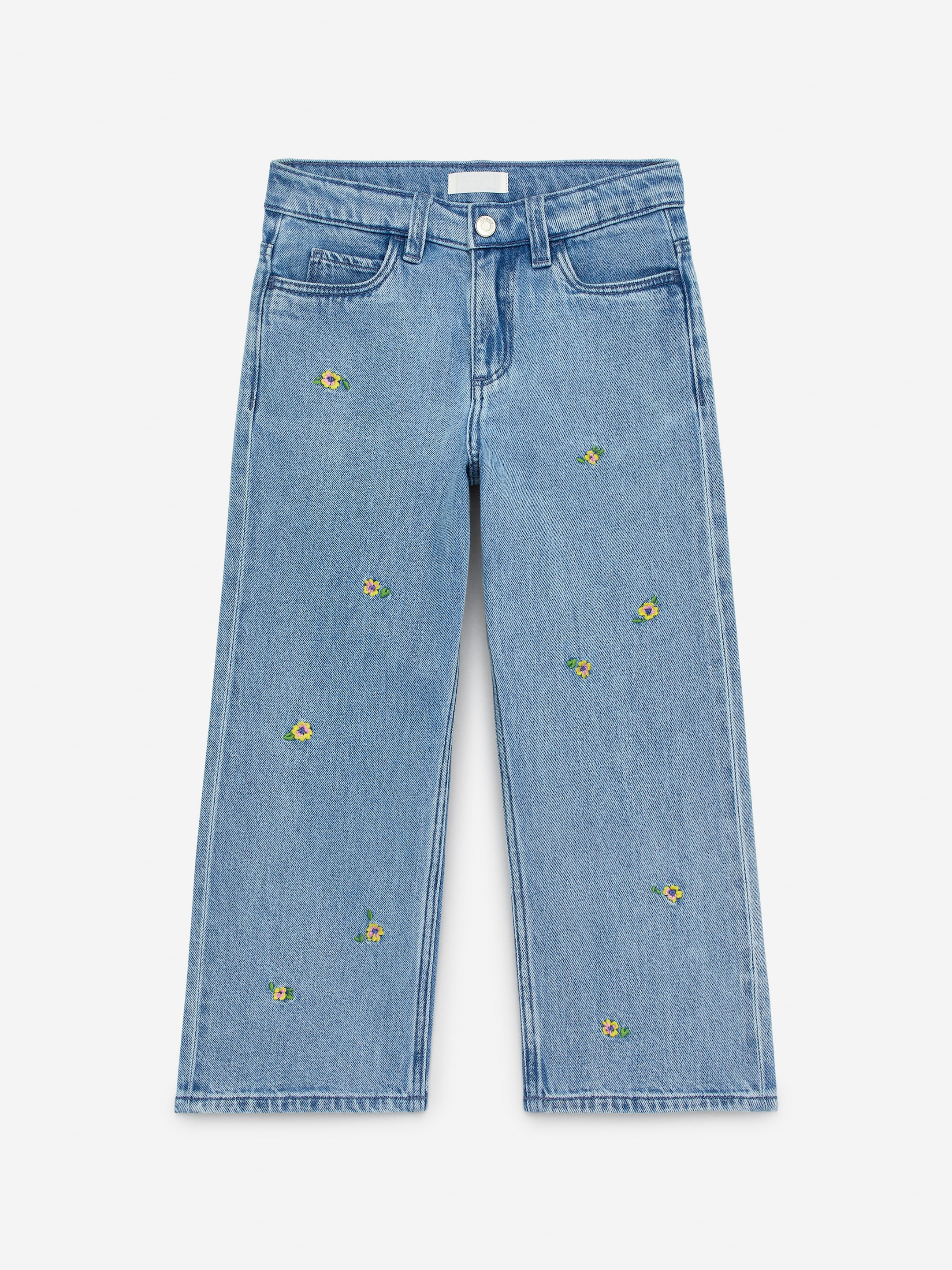 Pantalon en jean brodé - Bleu/Fleurs brodées - Relaxed fit - Enfant - StillMedia/DescriptiveStillLife - 1