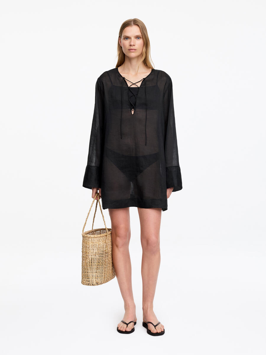 ARKET Women's  Ramie Beach Dress Black,  size XS