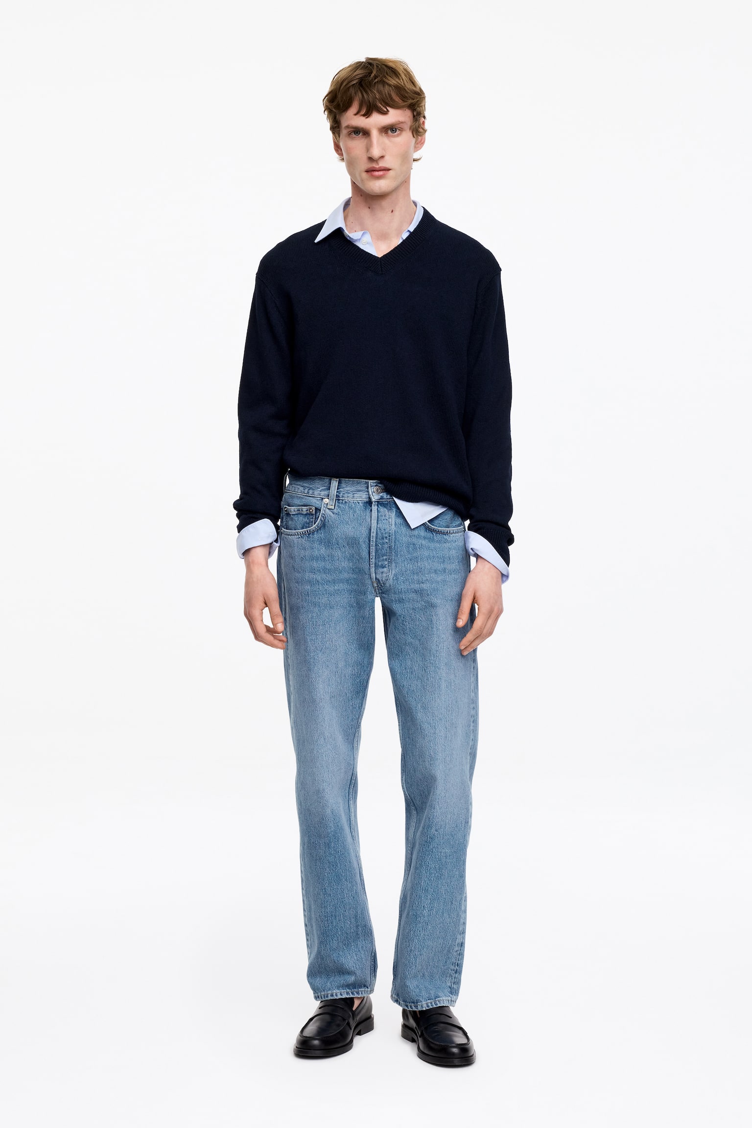 OCEAN Loose Straight Jeans - Blå/Oblekt/Svart/Grå/Mörkblå/Blå/Mörkblå - 5