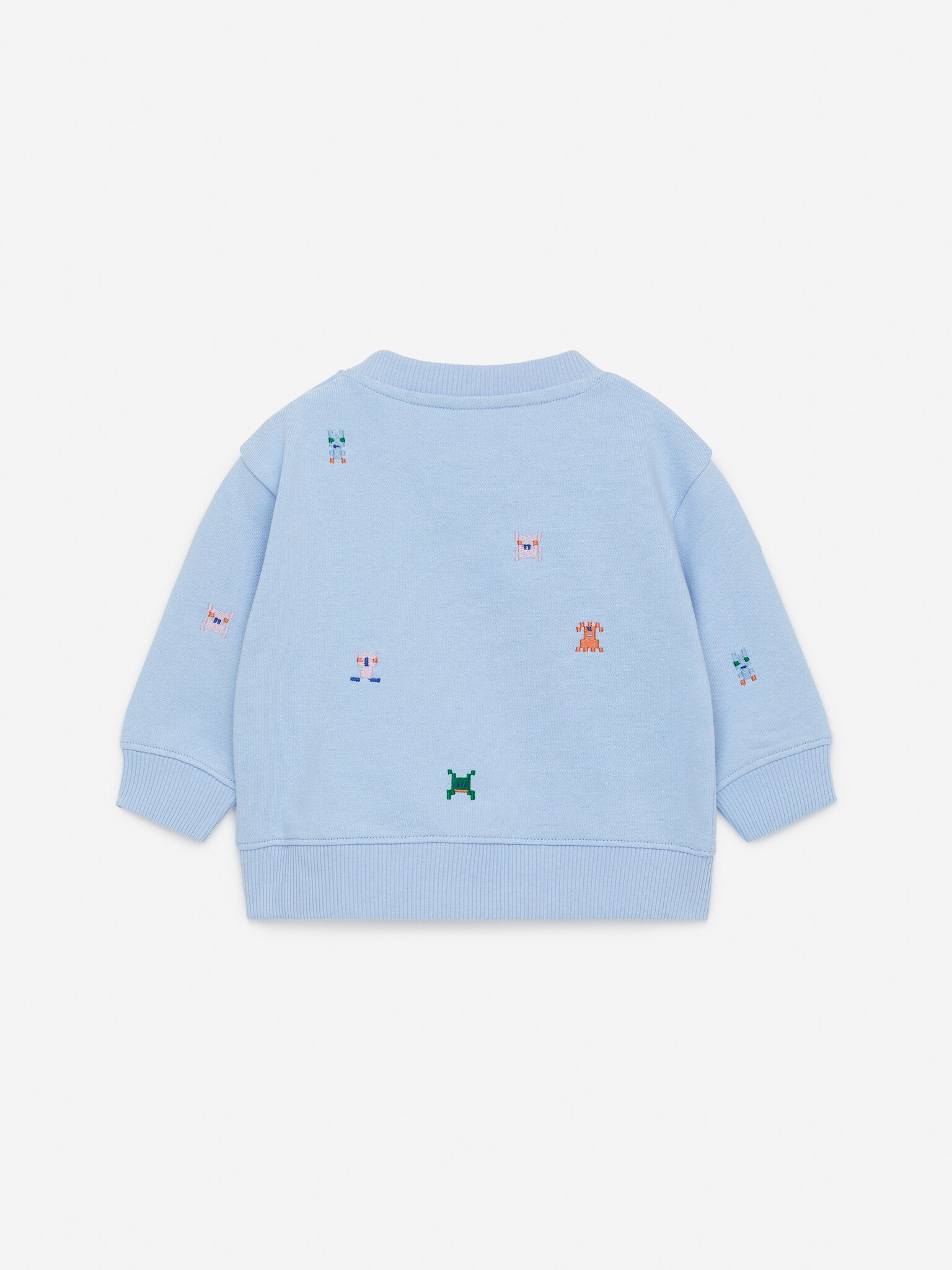 Baumwoll-Sweatshirt mit Stickerei - Hellblau - 2