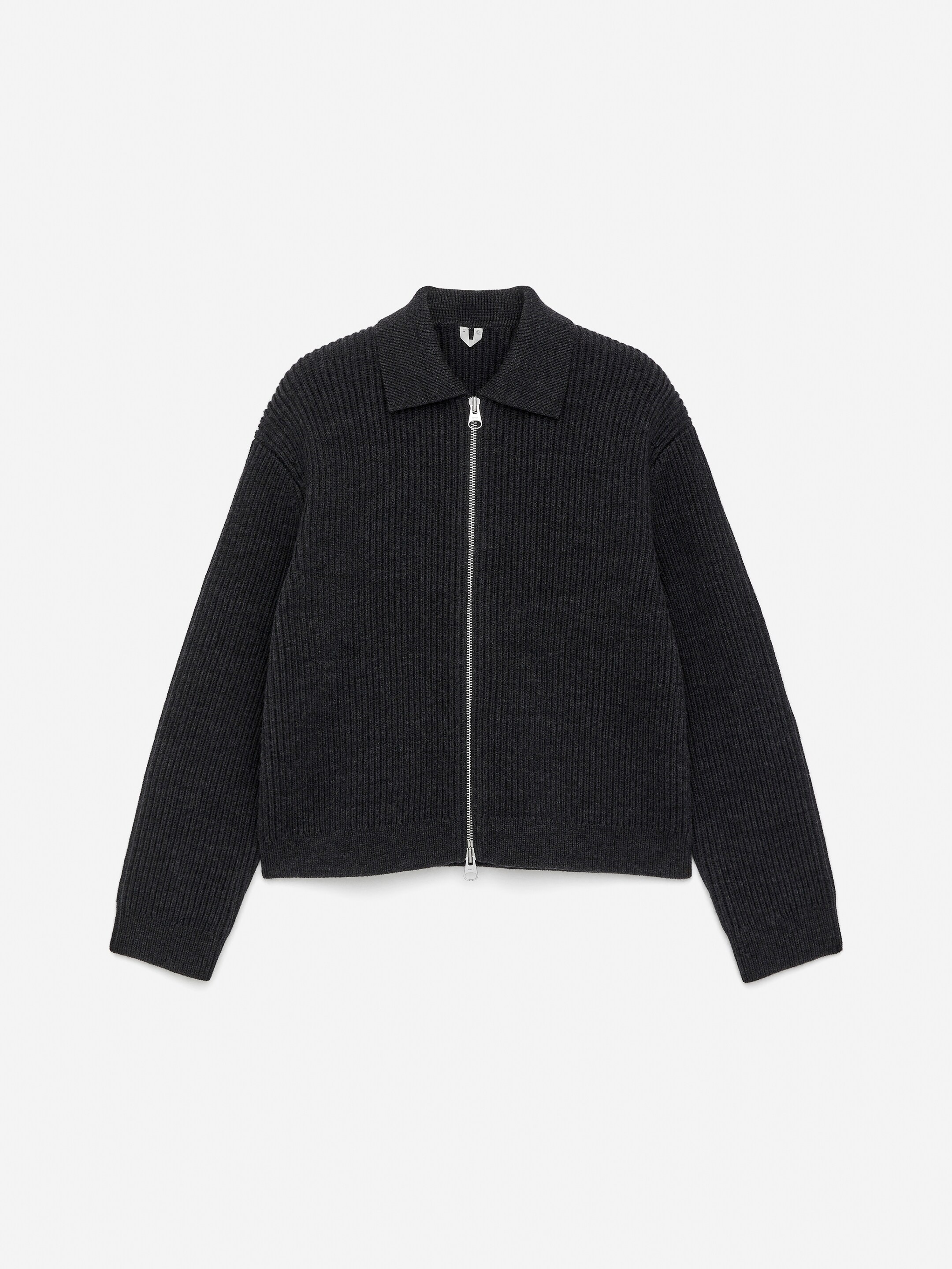 Vis større bilde: Ull-/bomullscardigan med glidelås - Mørkegrå - HERRE | H&M NO 5