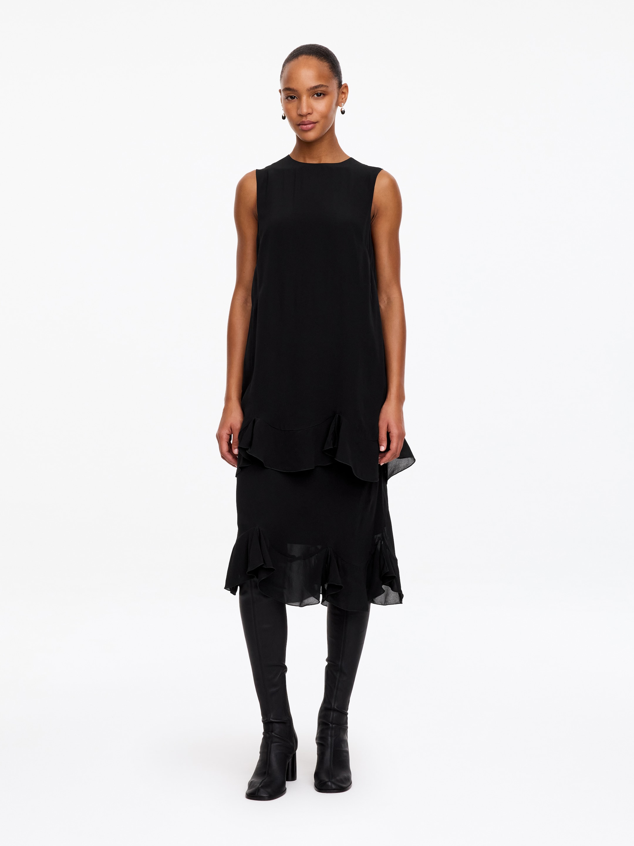 Frill-Hem Midi Skirt - Black - Regular fit - women - StillMedia/Lookbook - 5