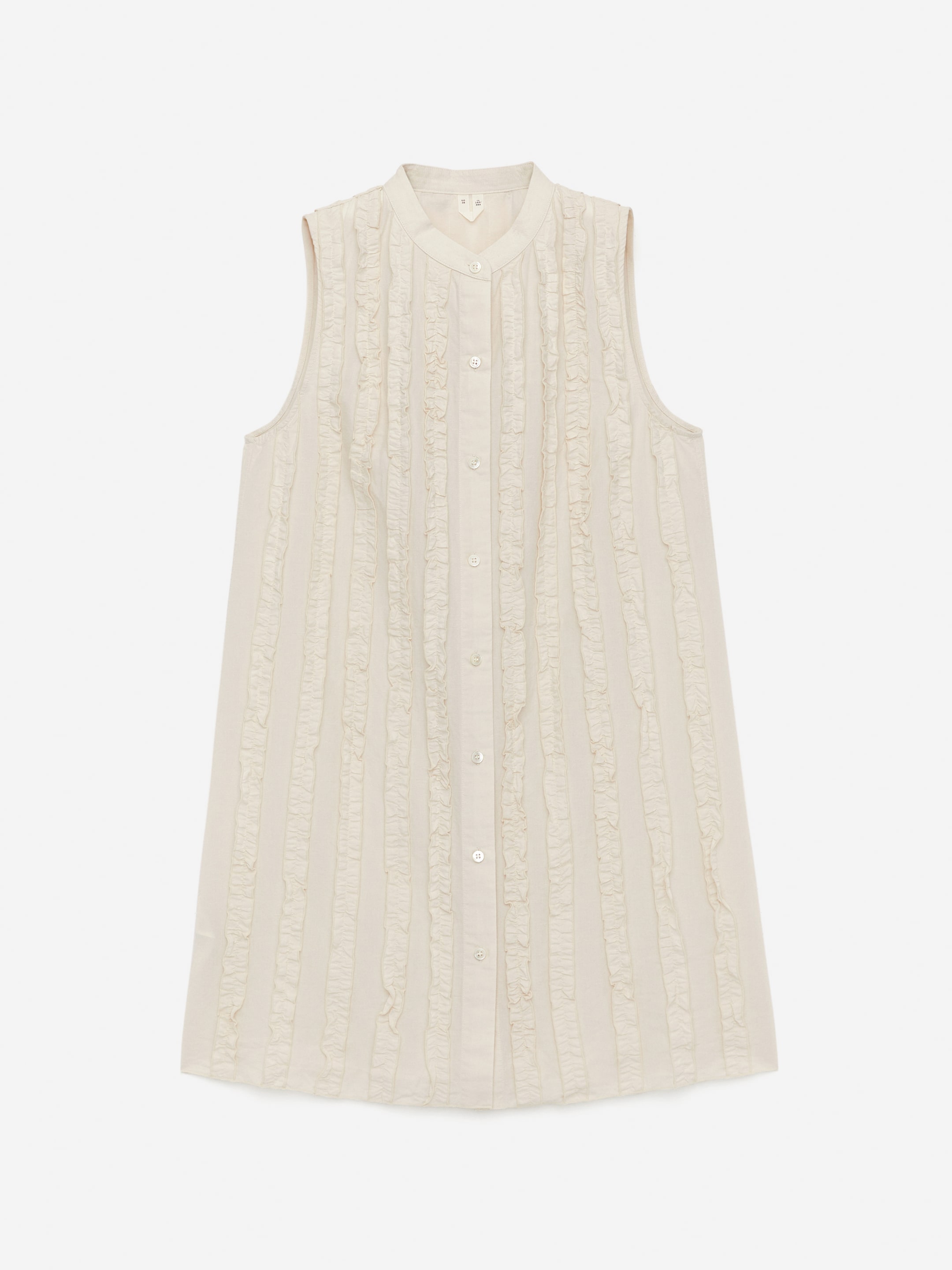 Frill Mini Dress-#F4F3E9-15596