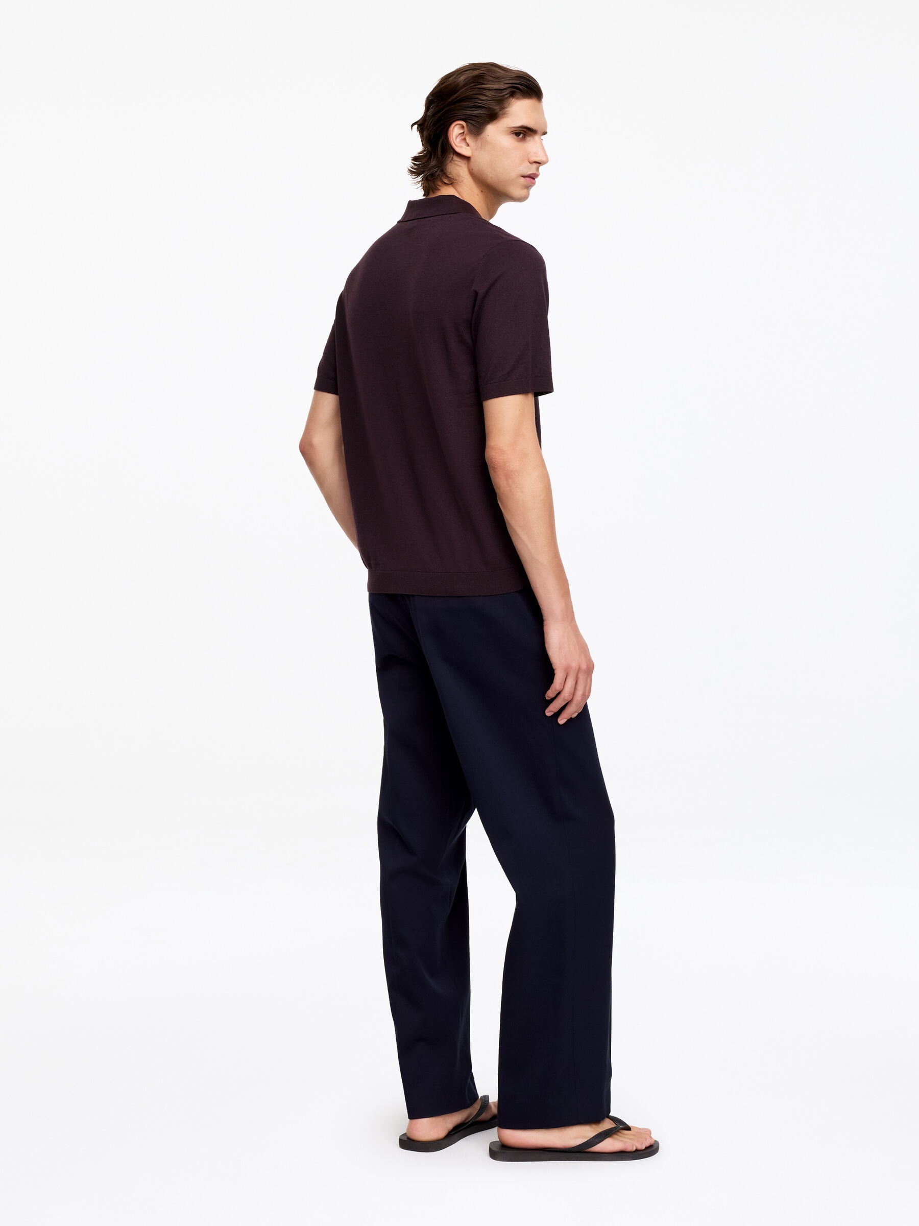 Cotton Linen Polo Shirt - Burgundy - Regular fit - Men - StillMedia/Lookbook - 7