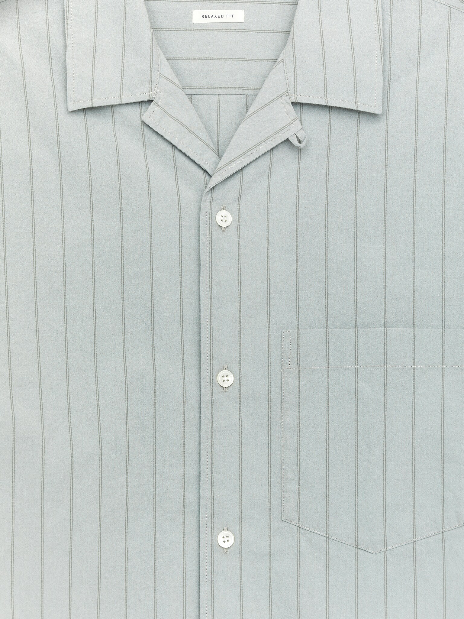 Chemise à col cubain en coton - Vert menthe poudré/Rayures/Blanc cassé/Rayé - 6