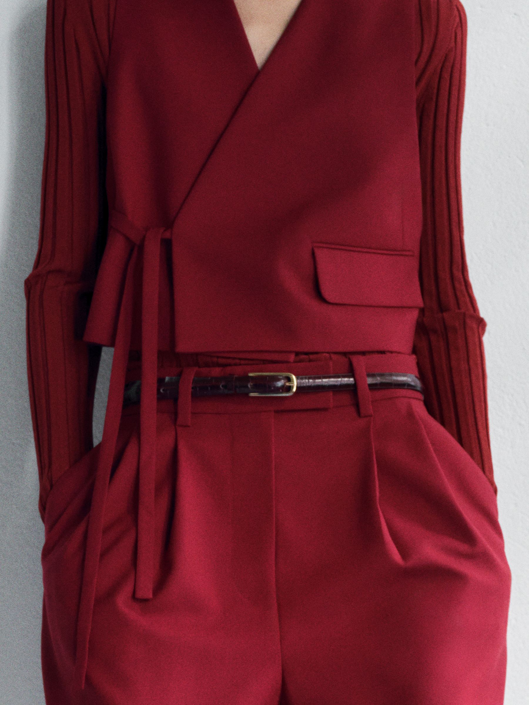 Pantalon plissé en laine - Rouge foncé - Relaxed fit - Femme - StillMedia/Environmental - 1