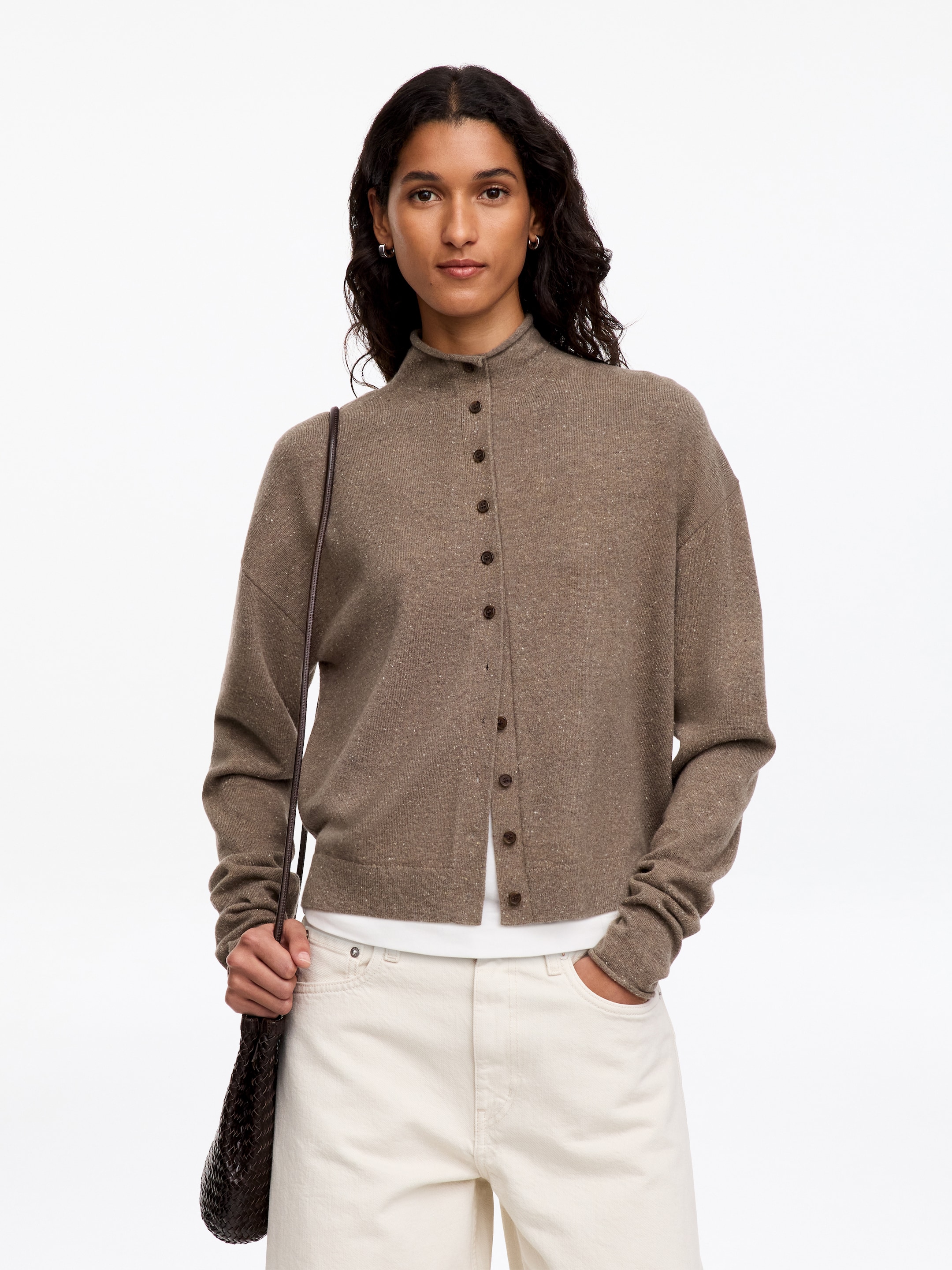 Strickjacke aus Merinowolle-Brown-20480