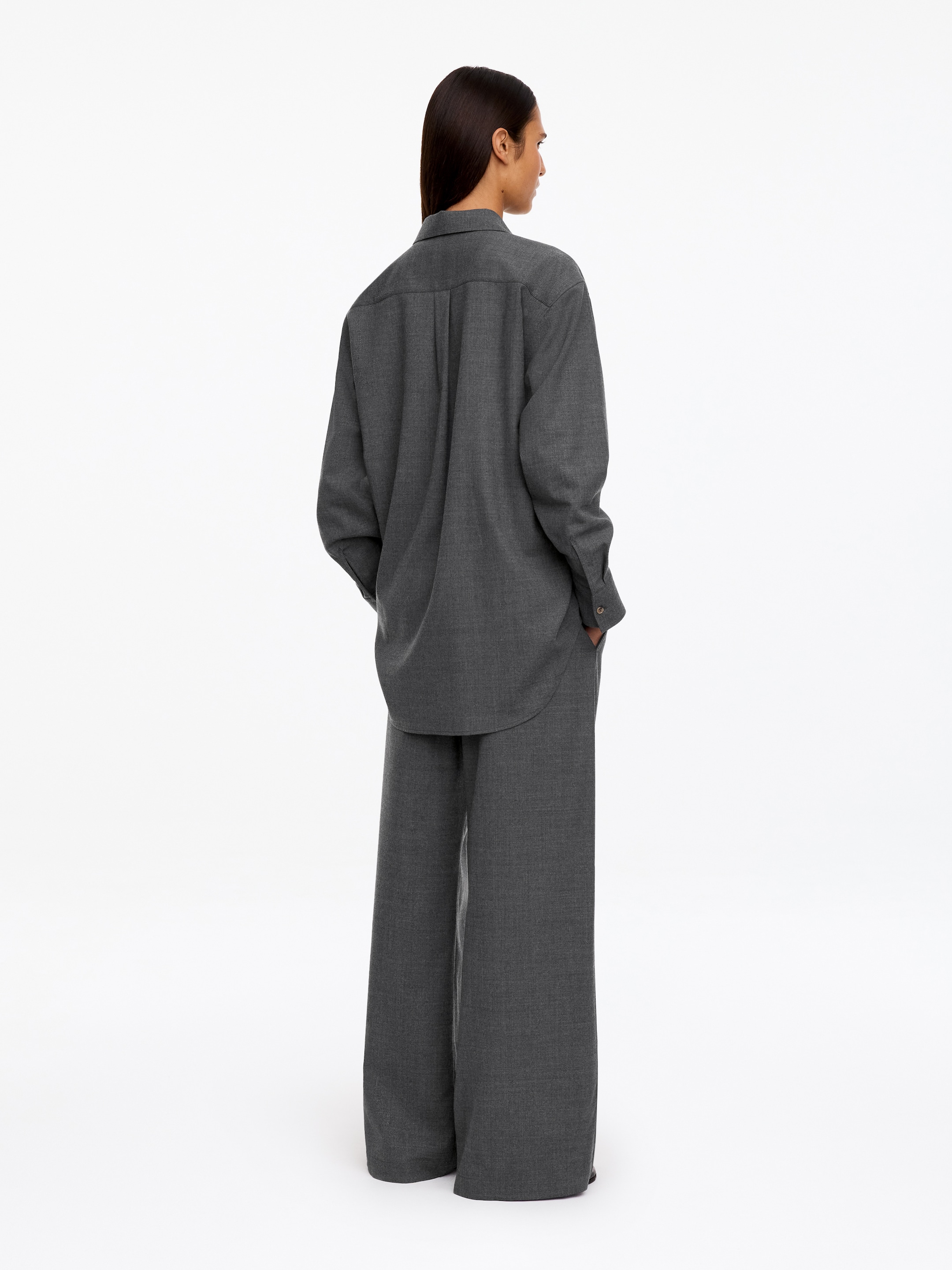 Koszula z flaneli z wełną - Ciemnoszary melanż - Fason swobodny - women - StillMedia/Lookbook - 3