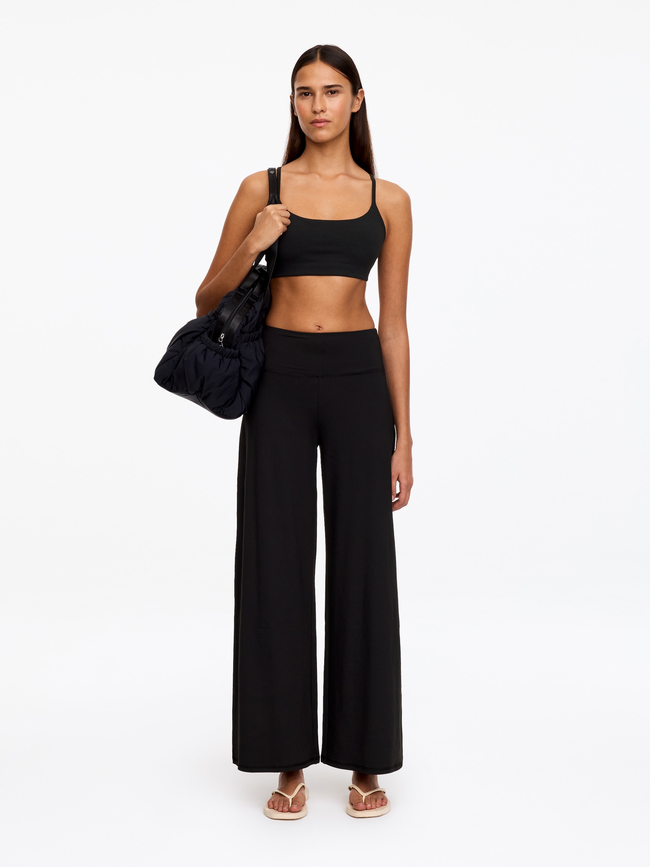 Pantaloni ampi in morbido tessuto elasticizzato-Black-20976