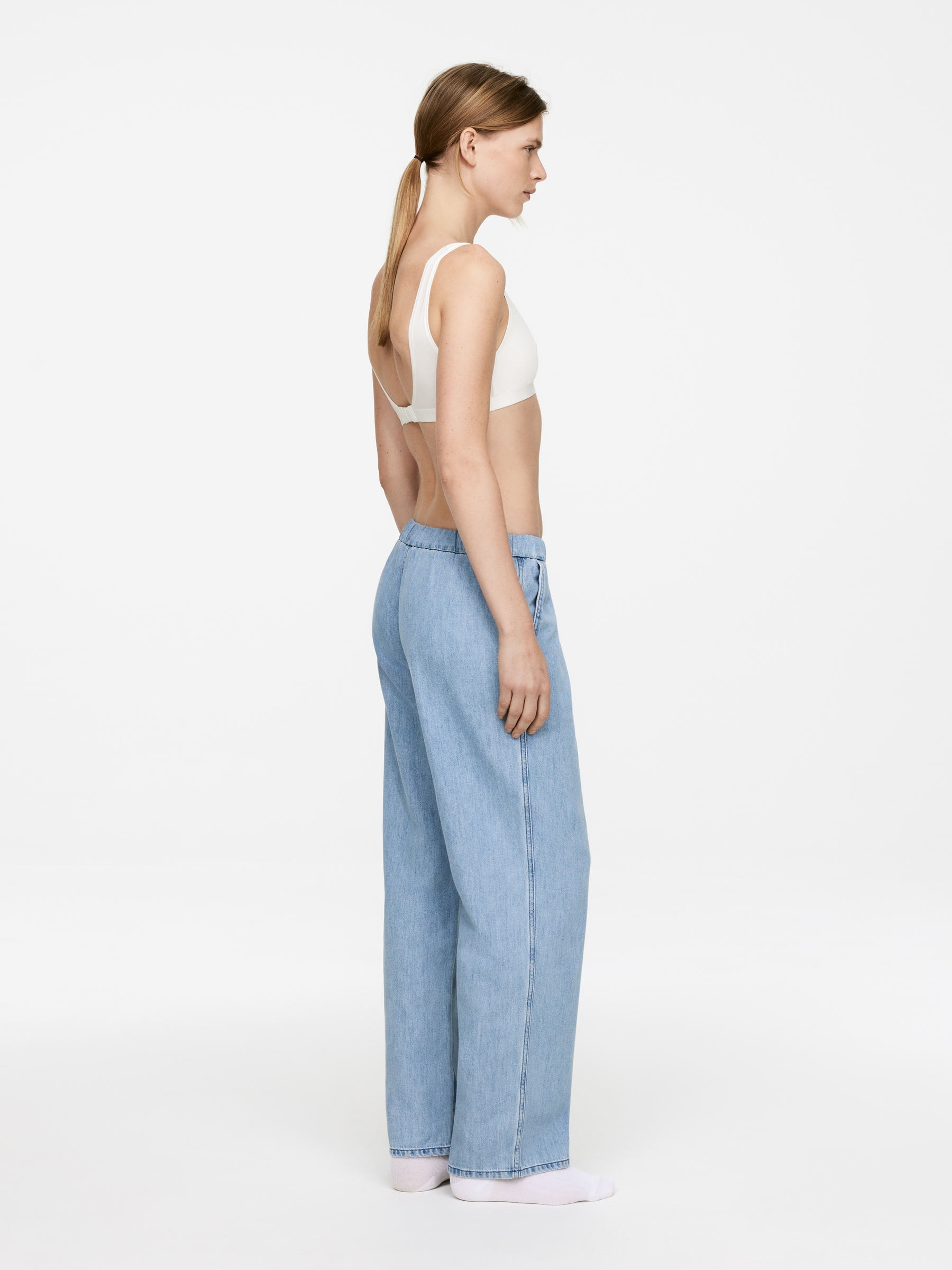 Drawstring Denim Trousers - Blue - Regular fit - Women - StillMedia/Lookbook - 7