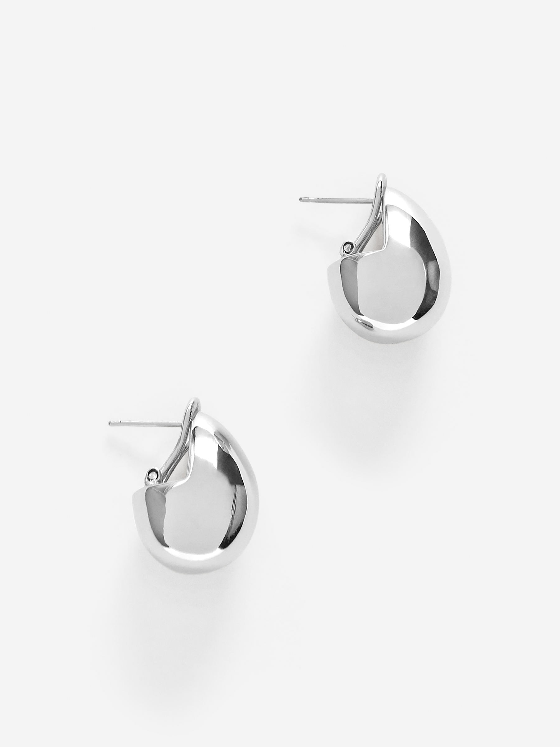 Silver-Plated Oval Earrings-#DFDEDE-16378
