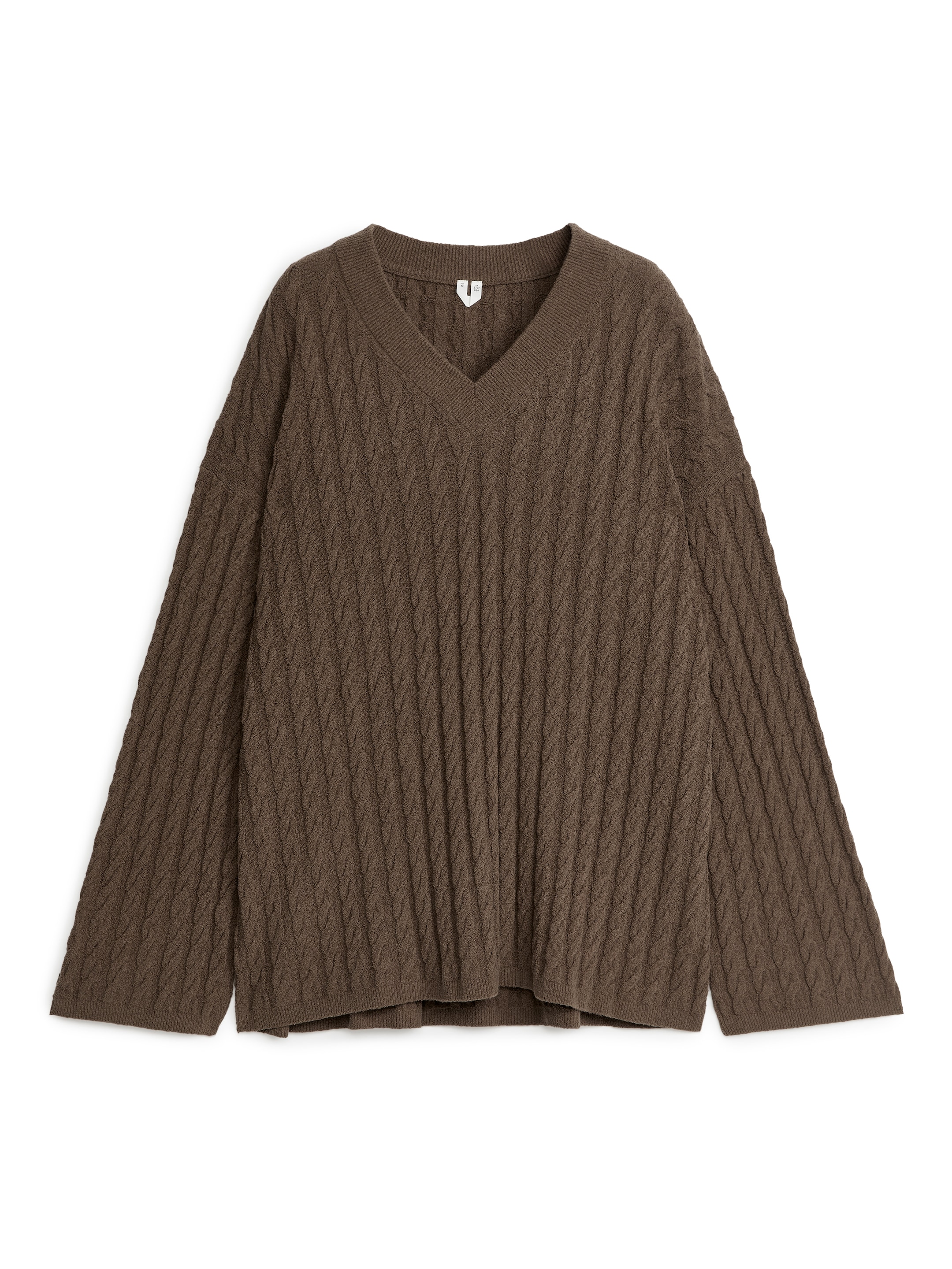 Kabelstickad bouclétröja - Brun - Relaxed fit - Women - StillMedia/DescriptiveStillLife - 1
