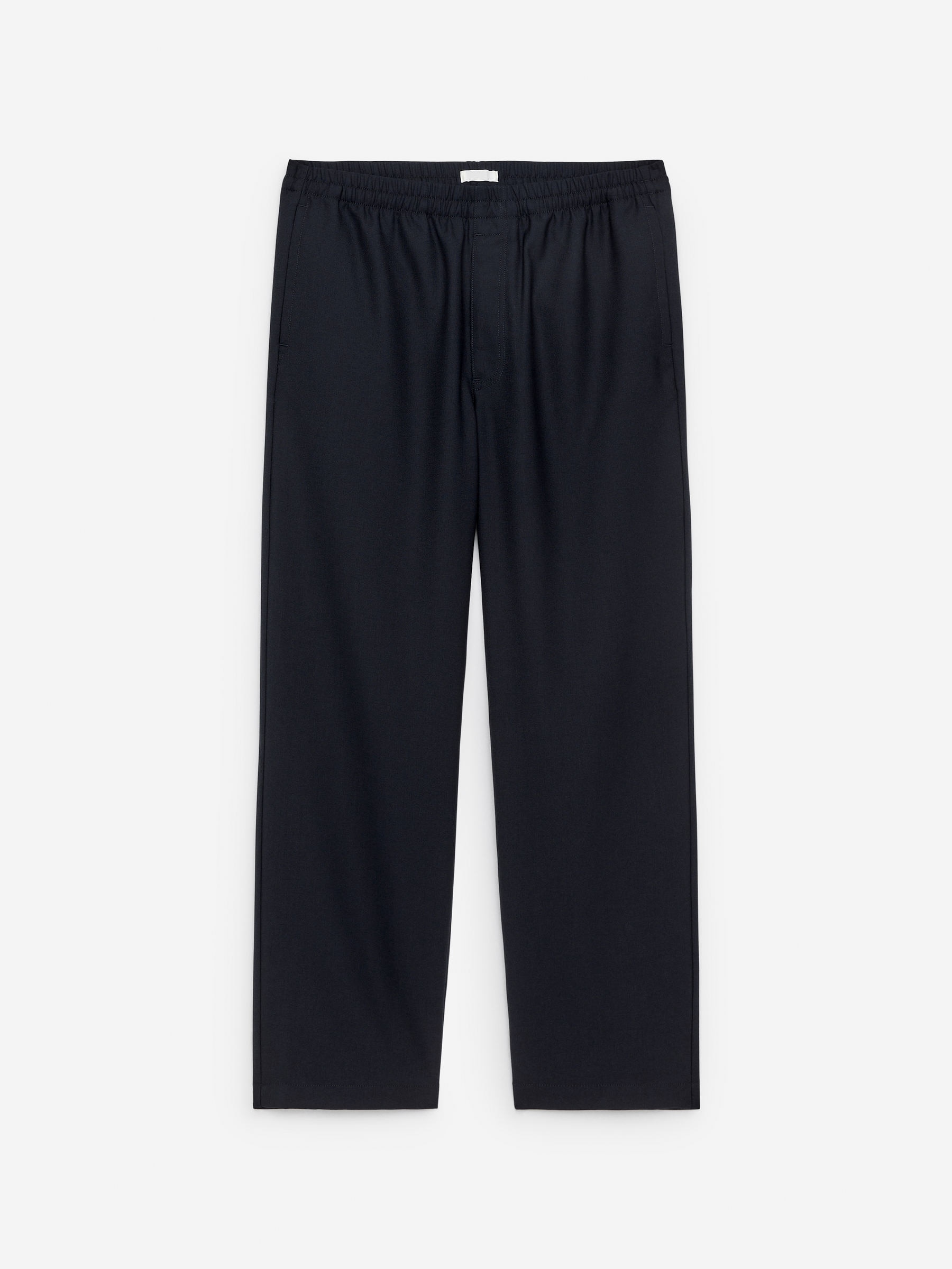 Hopsack Drawstring Trousers-Blue-8082