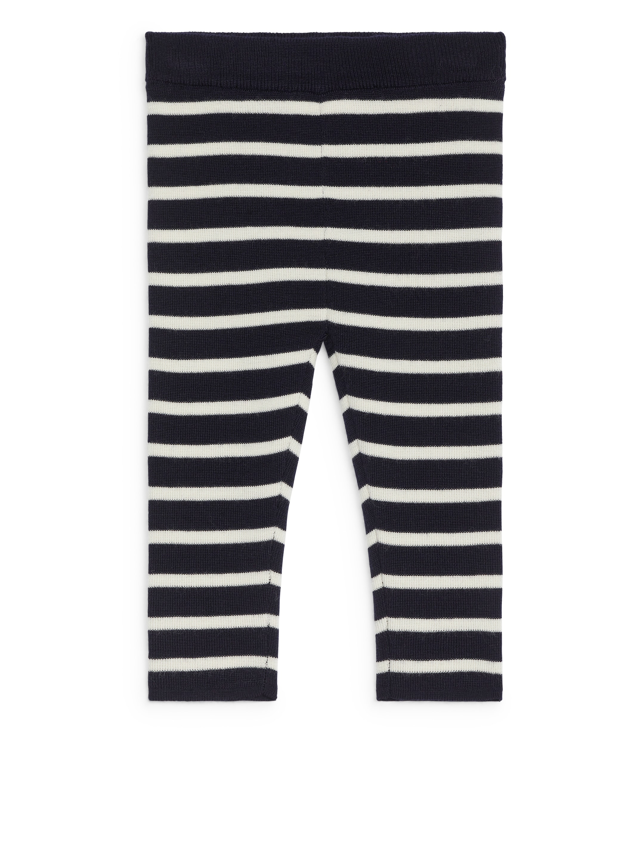 Zobacz większy obraz: Legginsy z dzianiny z wełny merynosów - Ciemnoniebieski / Złamana biel - Dziecko | H&M PL 1