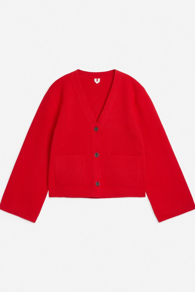 Cotton Cardigan - Red/Light Mole/Light Turquoise/Dark Brown - 1