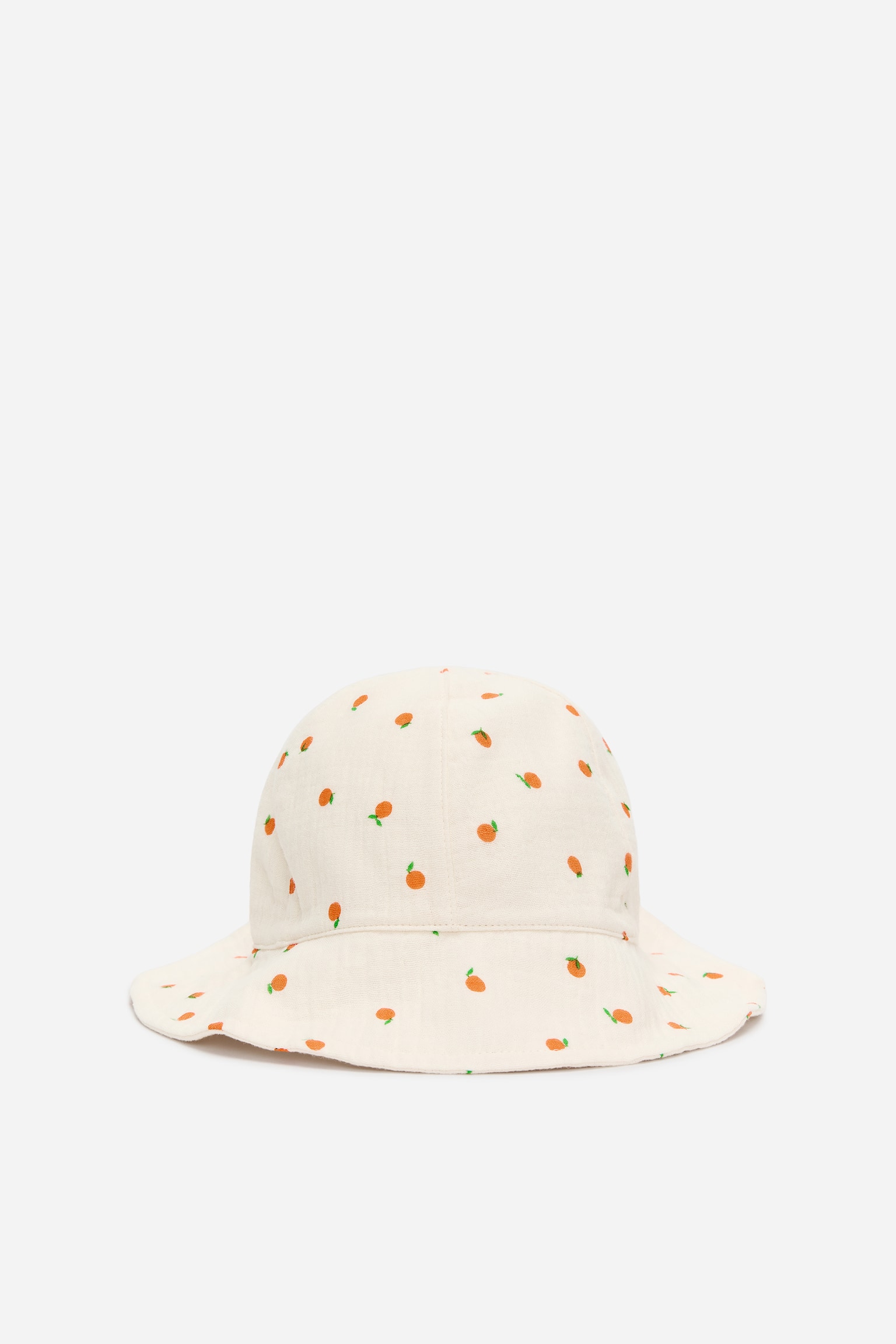 Solhatt i bomullsmuslin - Off-white/orange - 1