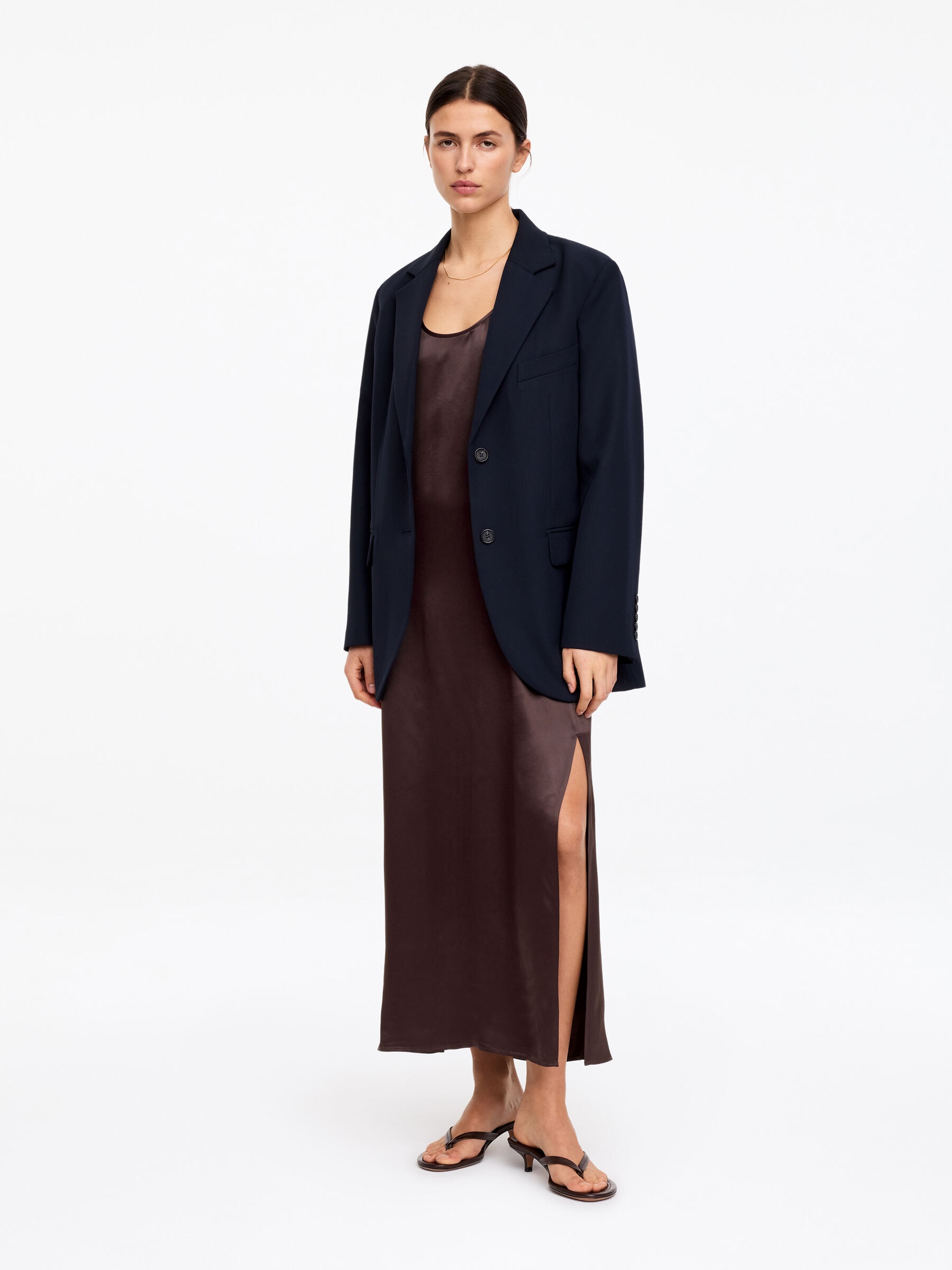 Sleeveless Satin Dress - Brown - Loose fit - Women - StillMedia/Lookbook - 3