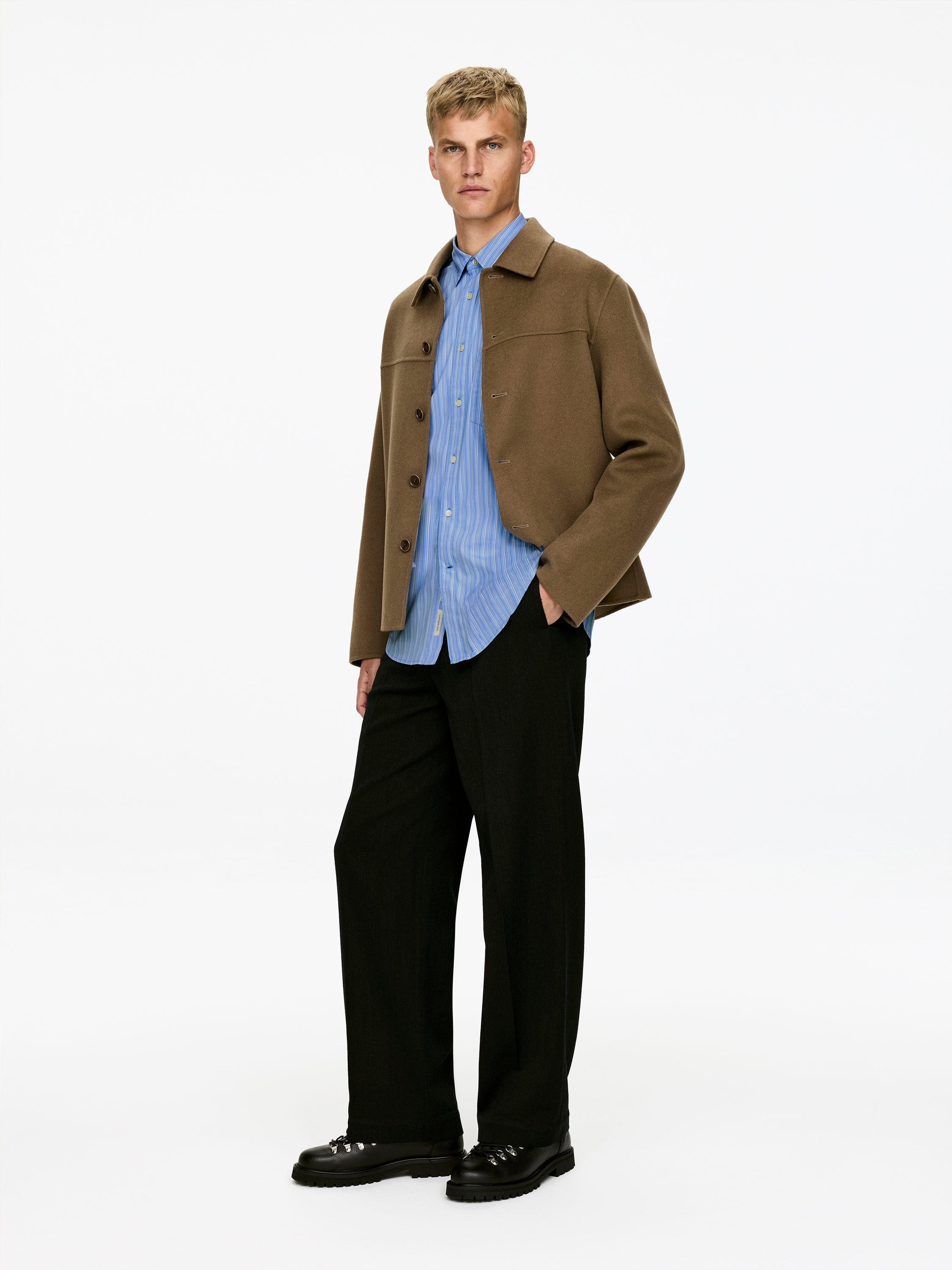 Relaxed Poplin Shirt - Blue/White - Loose fit - Men - StillMedia/Lookbook - 6