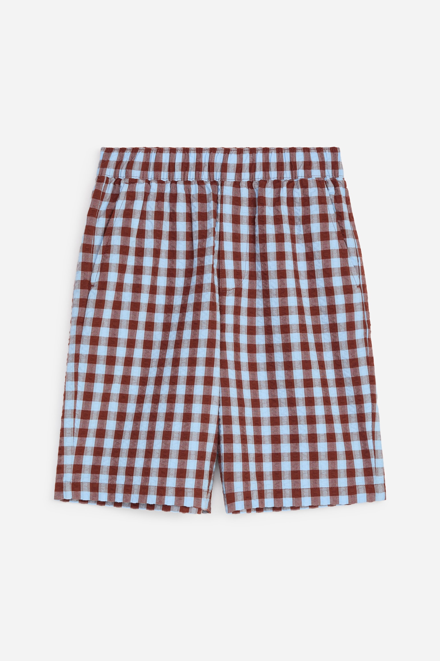 Seersucker Shorts - Blue/Brown - 1