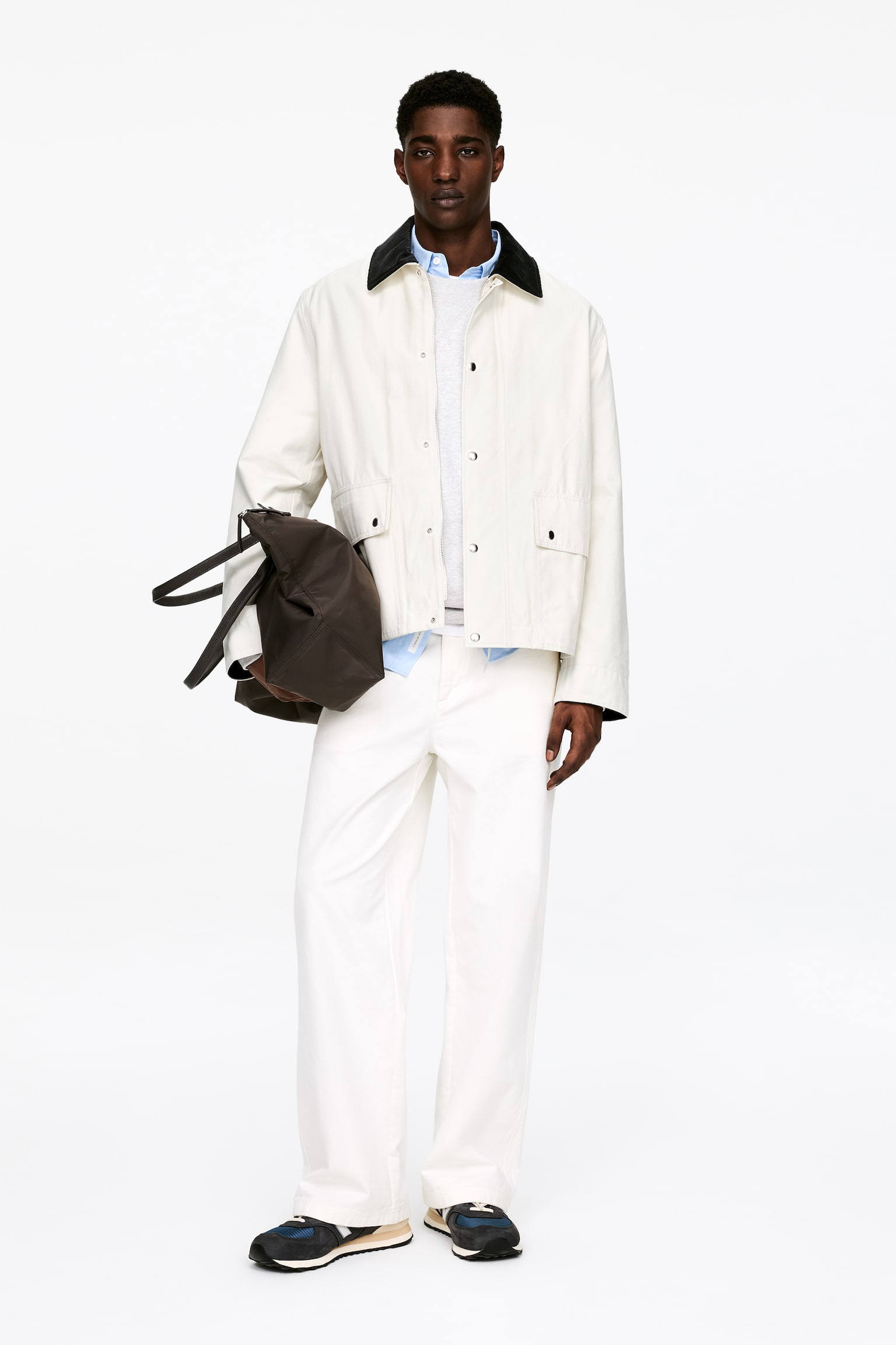 Gewaxt jack van nylon en katoen - Lichtbeige/Zwart - 1