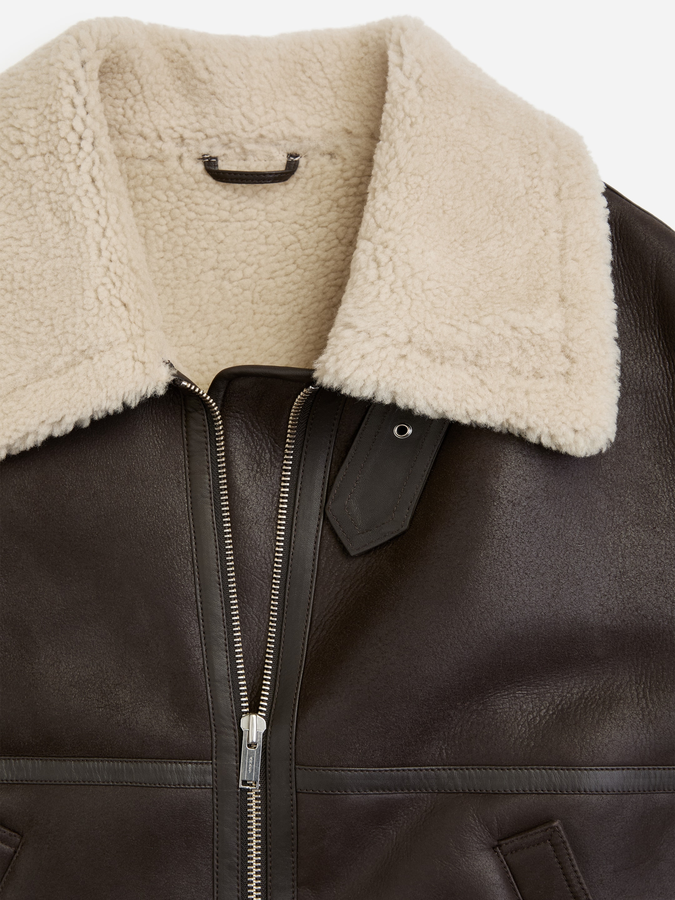 Leather Shearling Aviator Jacket - Brown - Oversized - women - StillMedia/DescriptiveDetail - 2